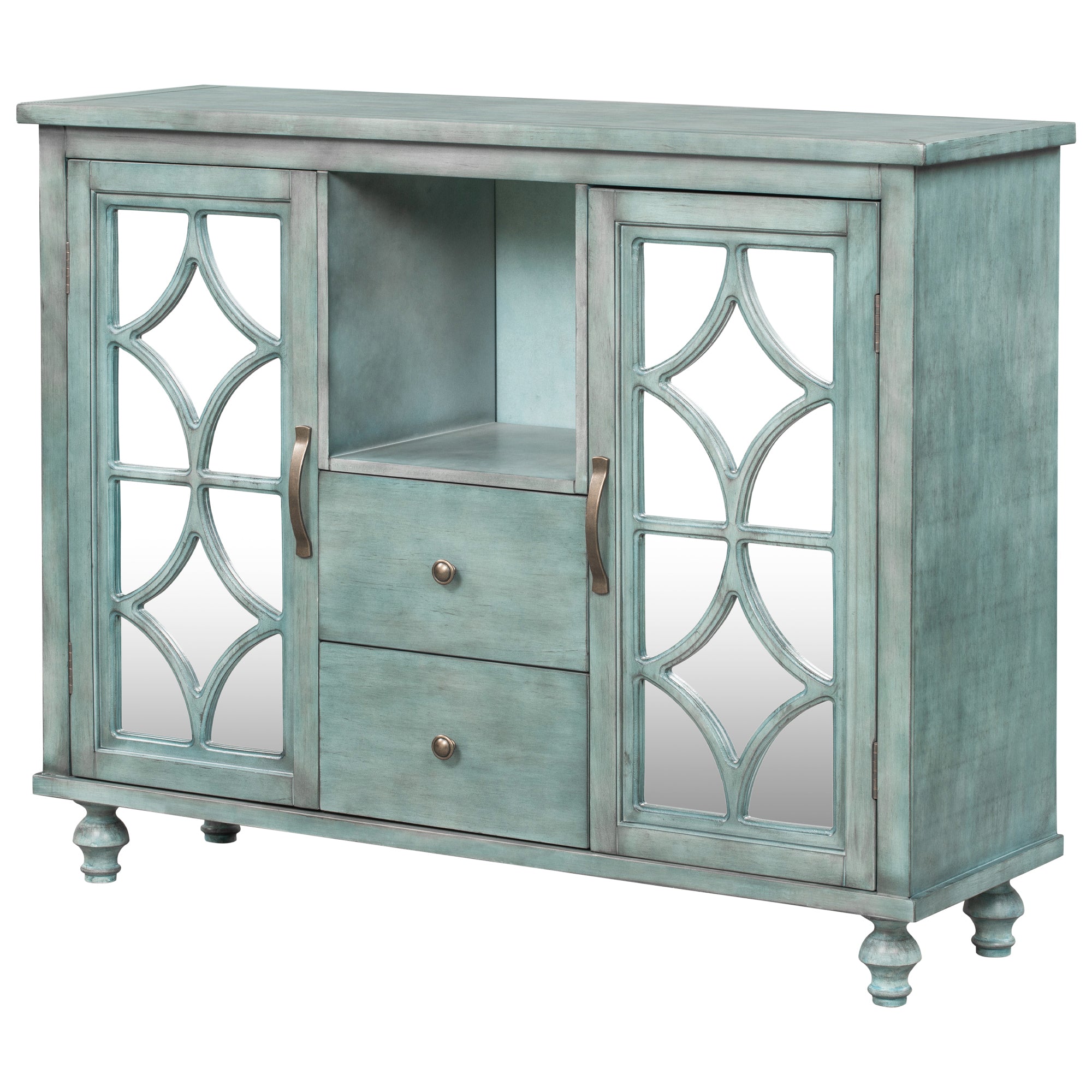 48-inch Wood Sideboard with Exterior Shelf and 2 Drawers