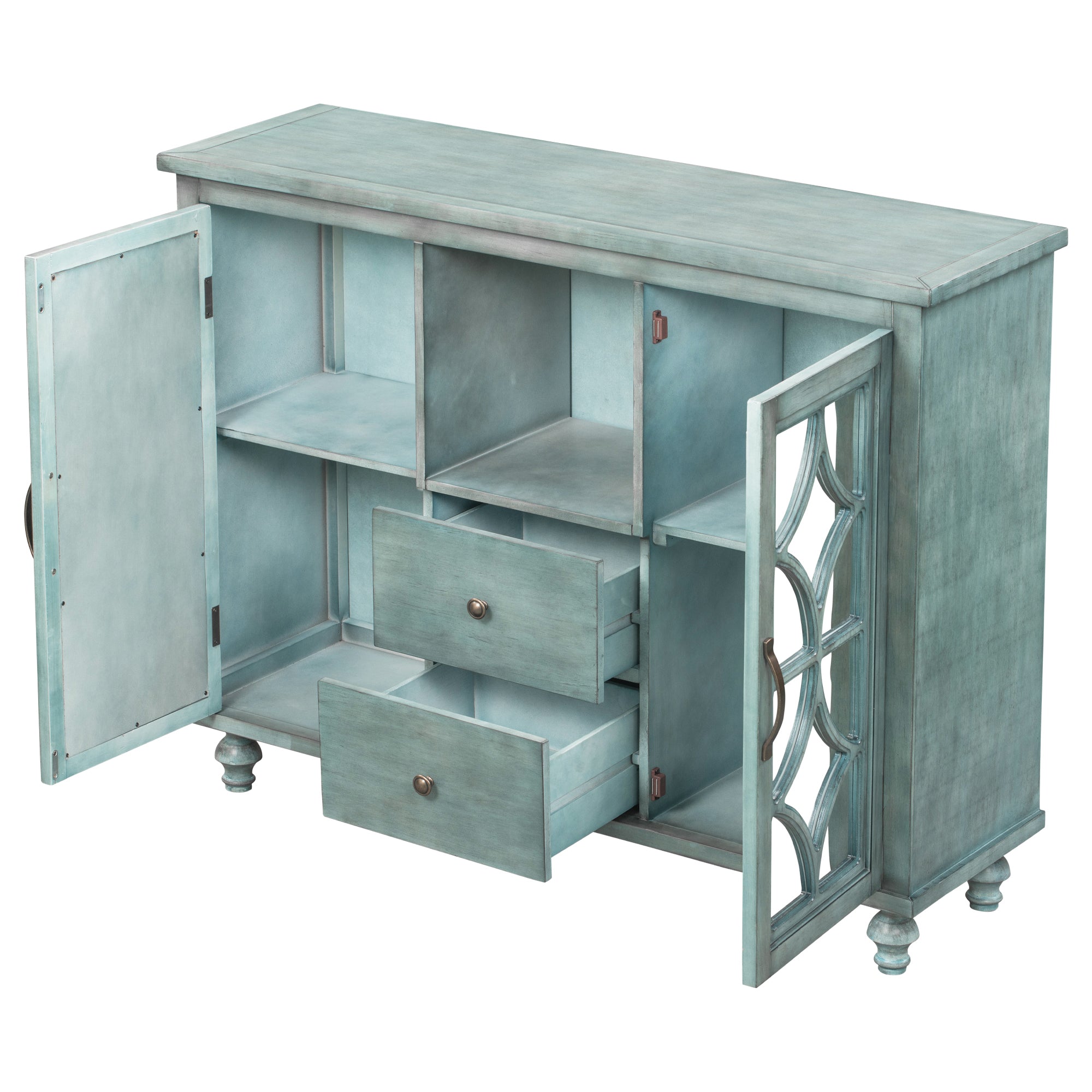 48-inch Wood Sideboard with Exterior Shelf and 2 Drawers
