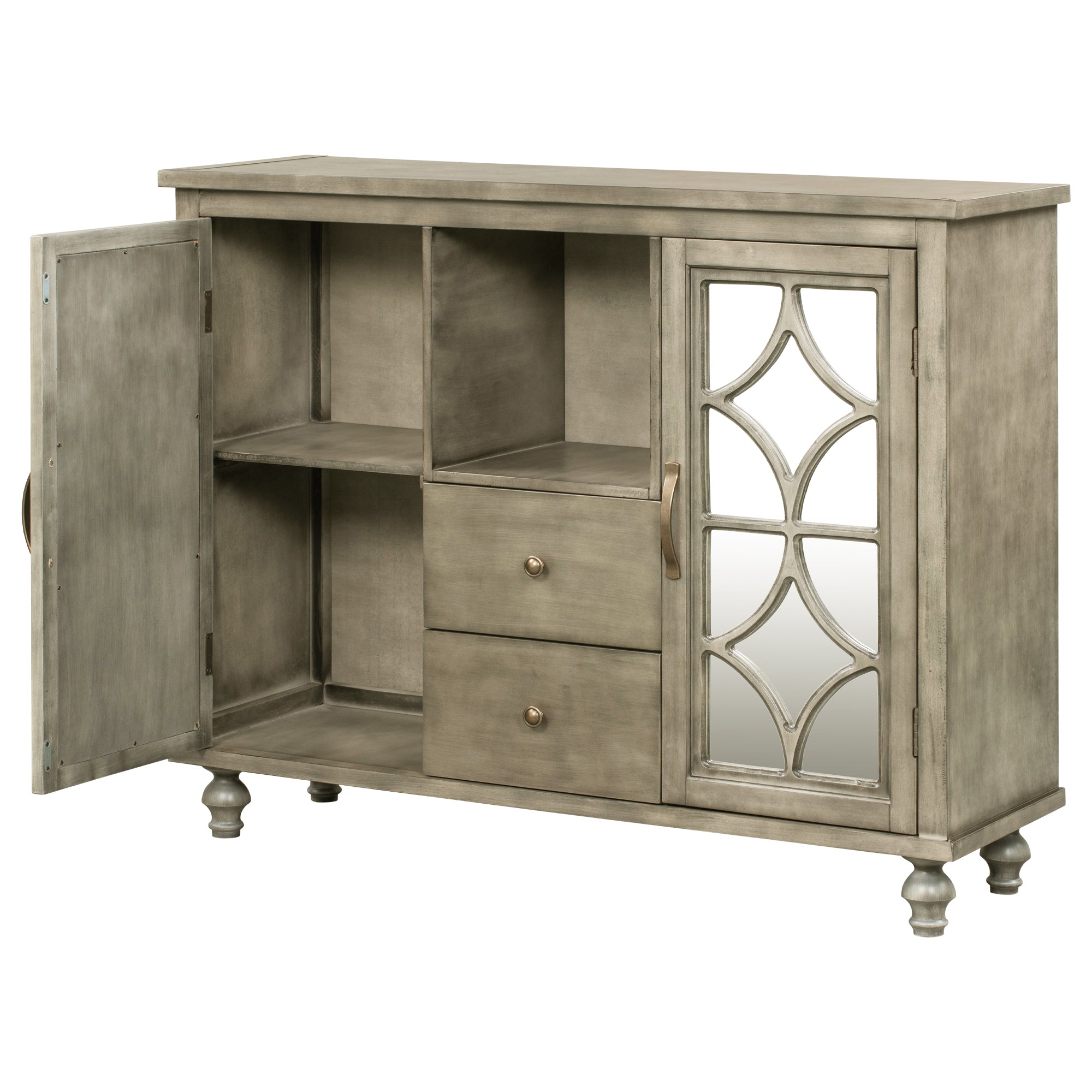 48-inch Wood Sideboard with Exterior Shelf and 2 Drawers