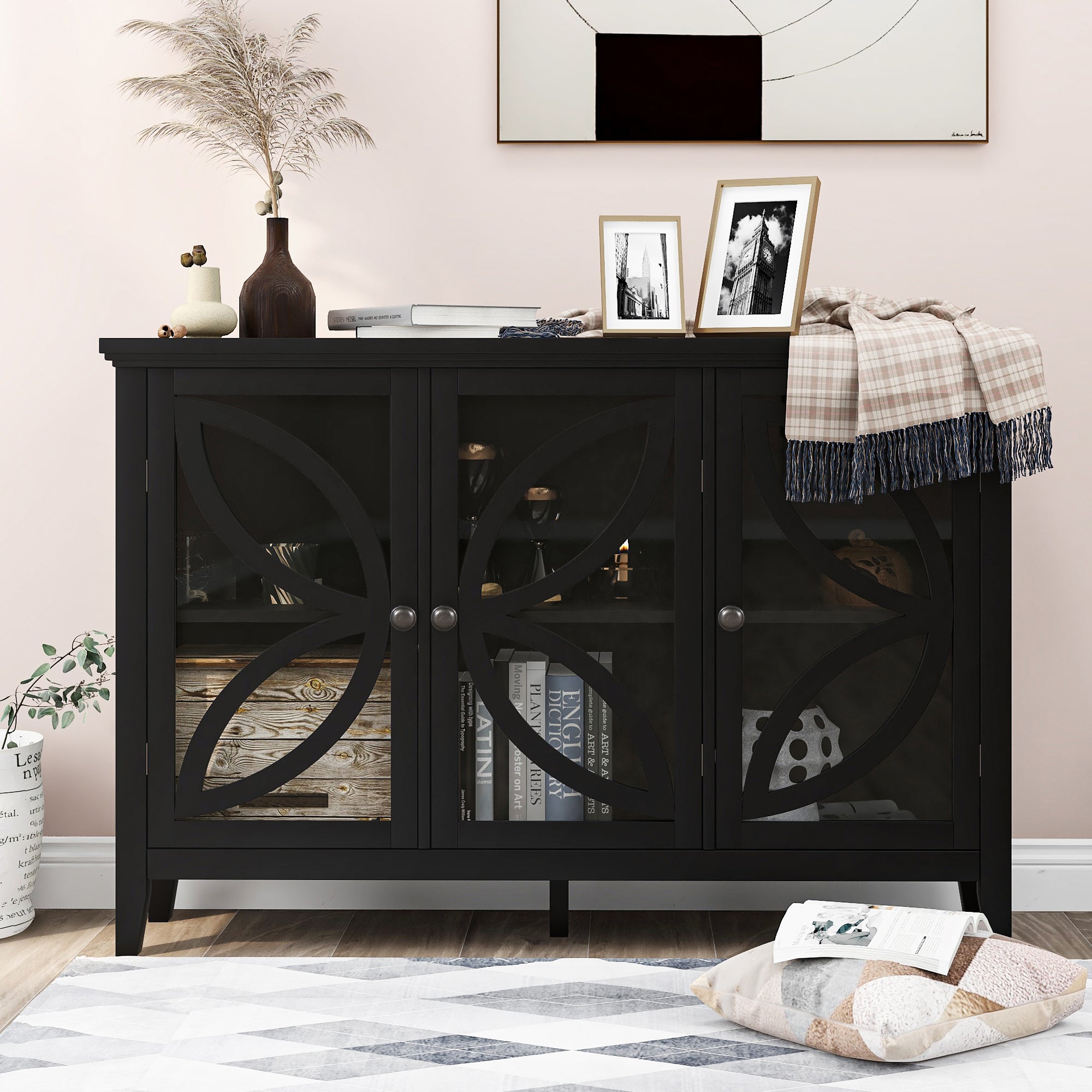 48-inch Wood Sideboard with Adjustable Shelf