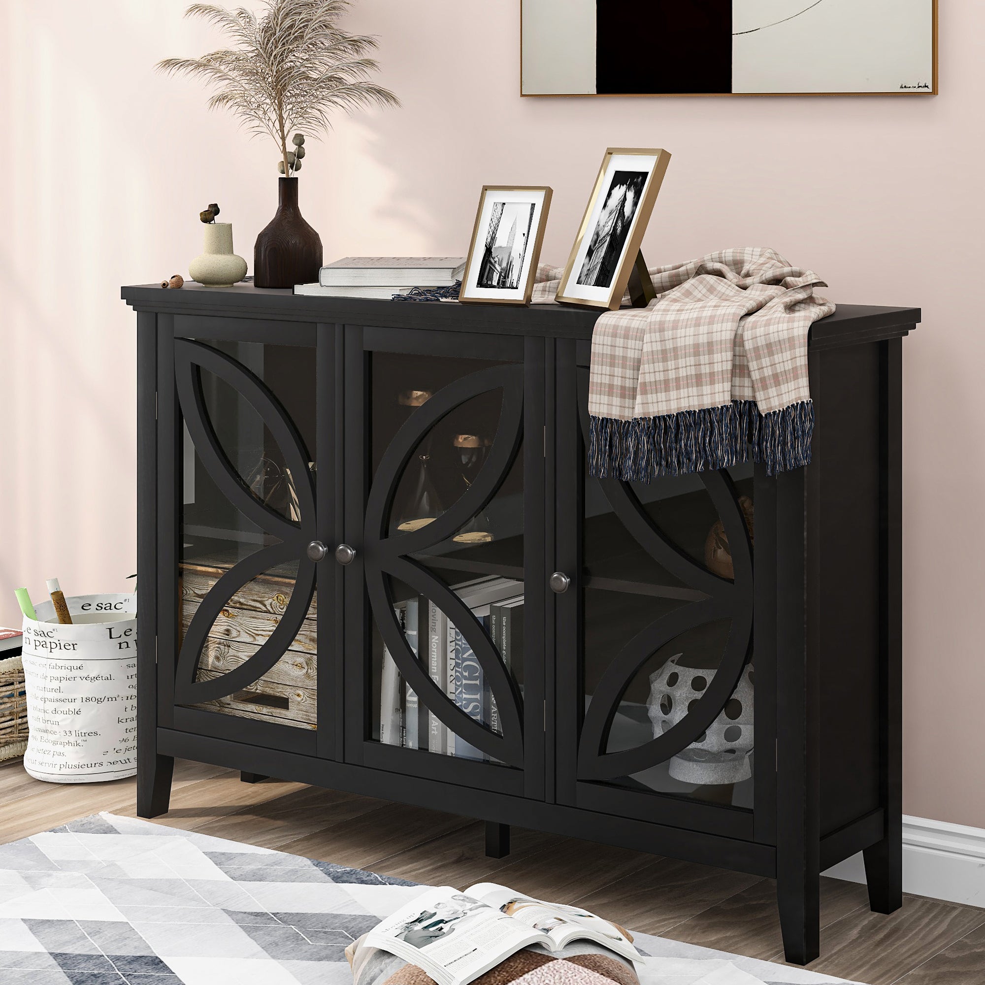 48-inch Wood Sideboard with Adjustable Shelf