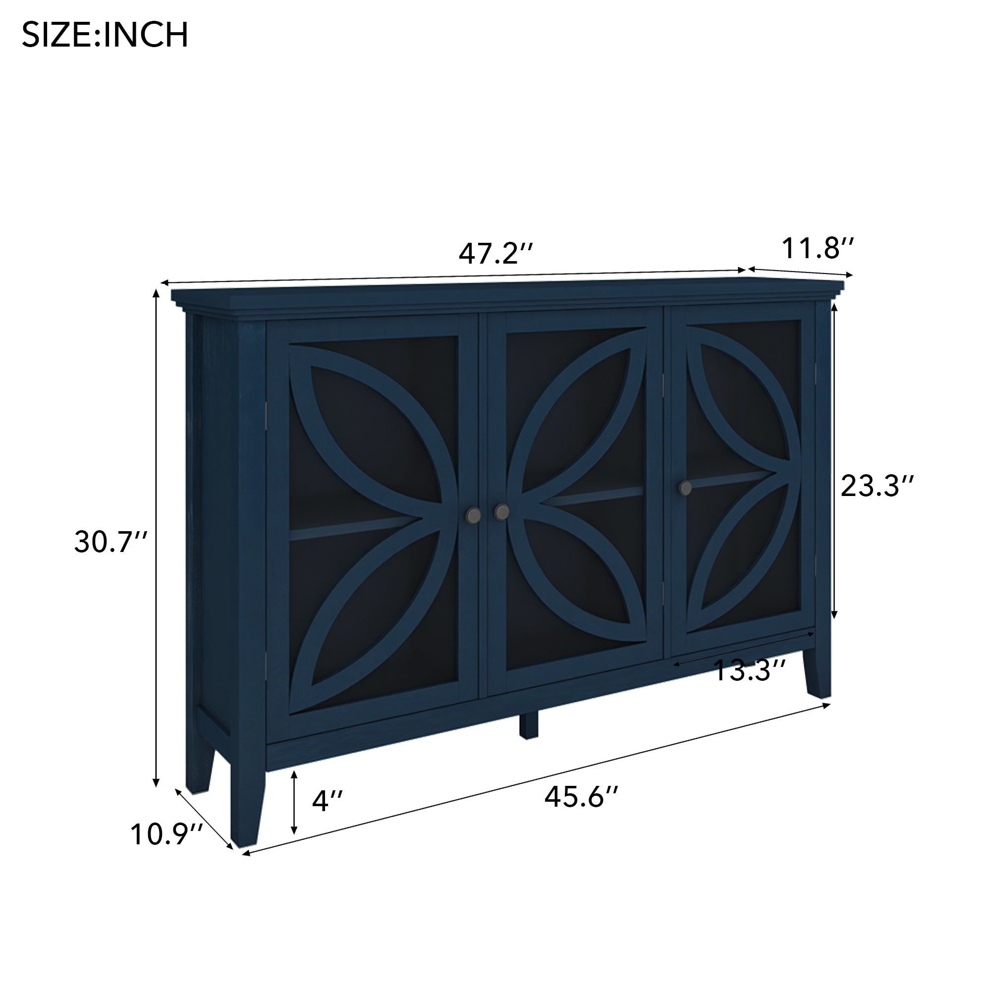 48-inch Wood Sideboard with Adjustable Shelf