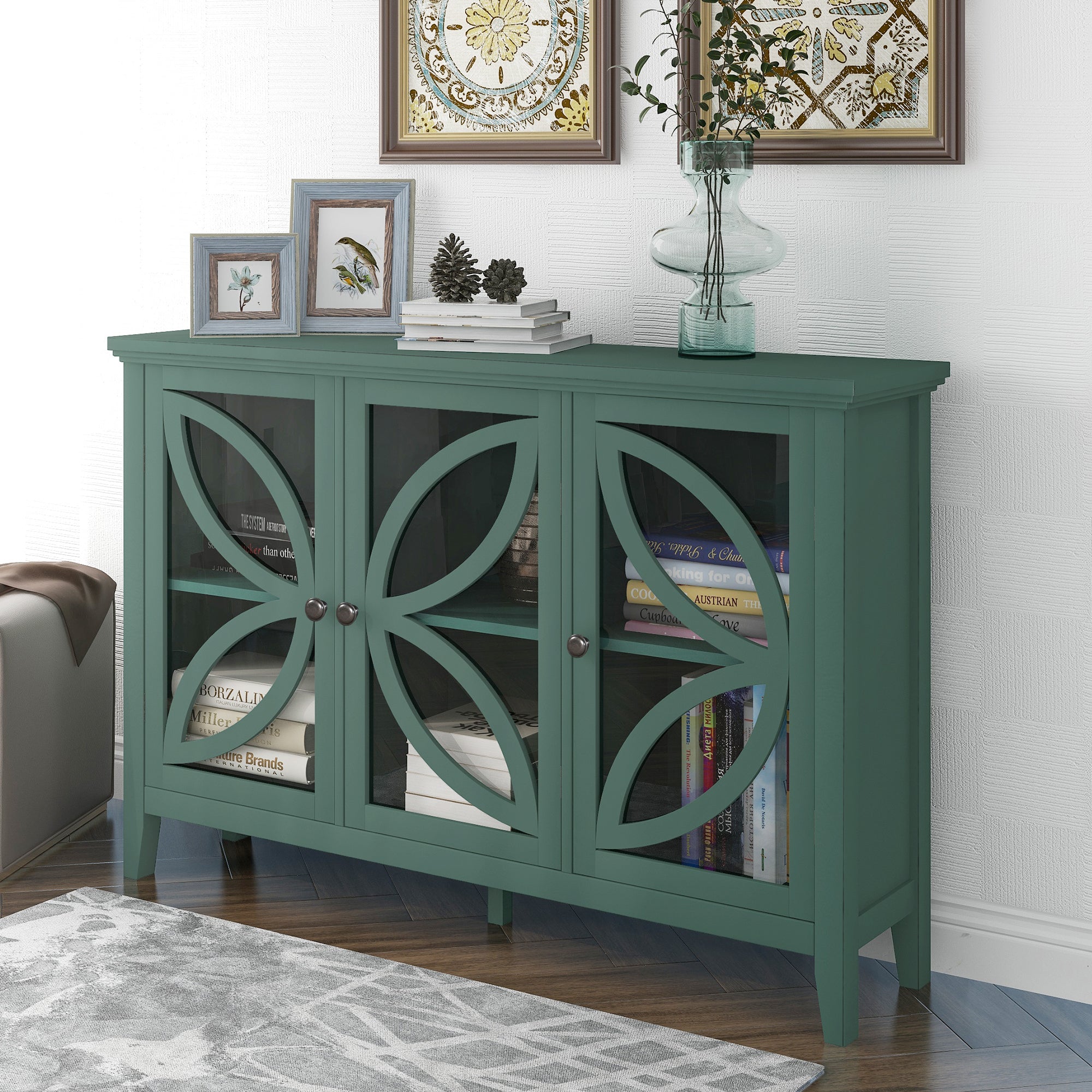 48-inch Wood Sideboard with Adjustable Shelf