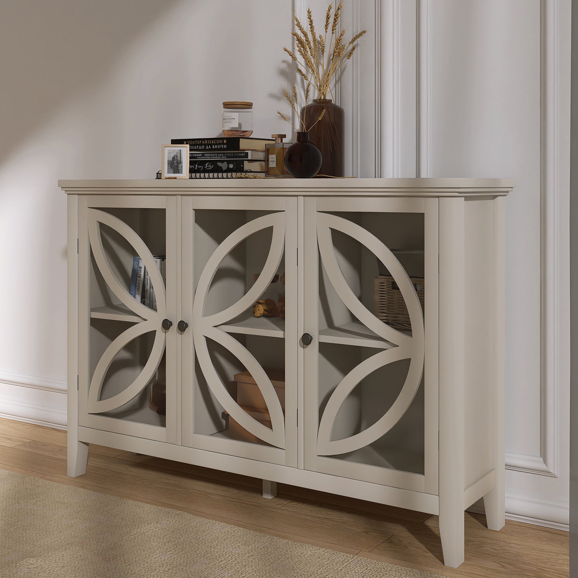 48-inch Wood Sideboard with Adjustable Shelf