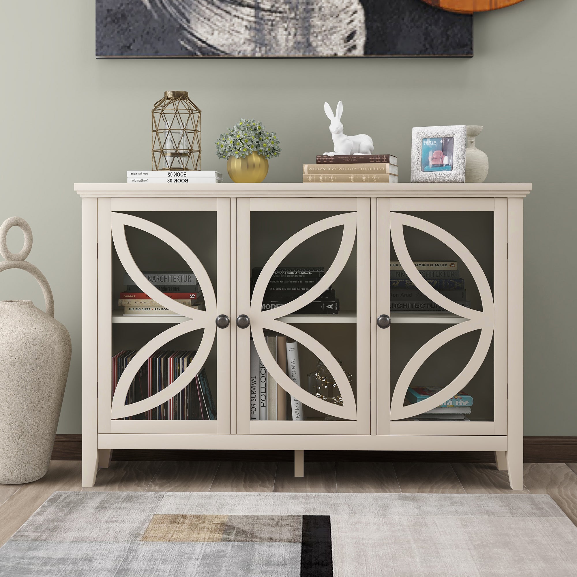 48-inch Wood Sideboard with Adjustable Shelf