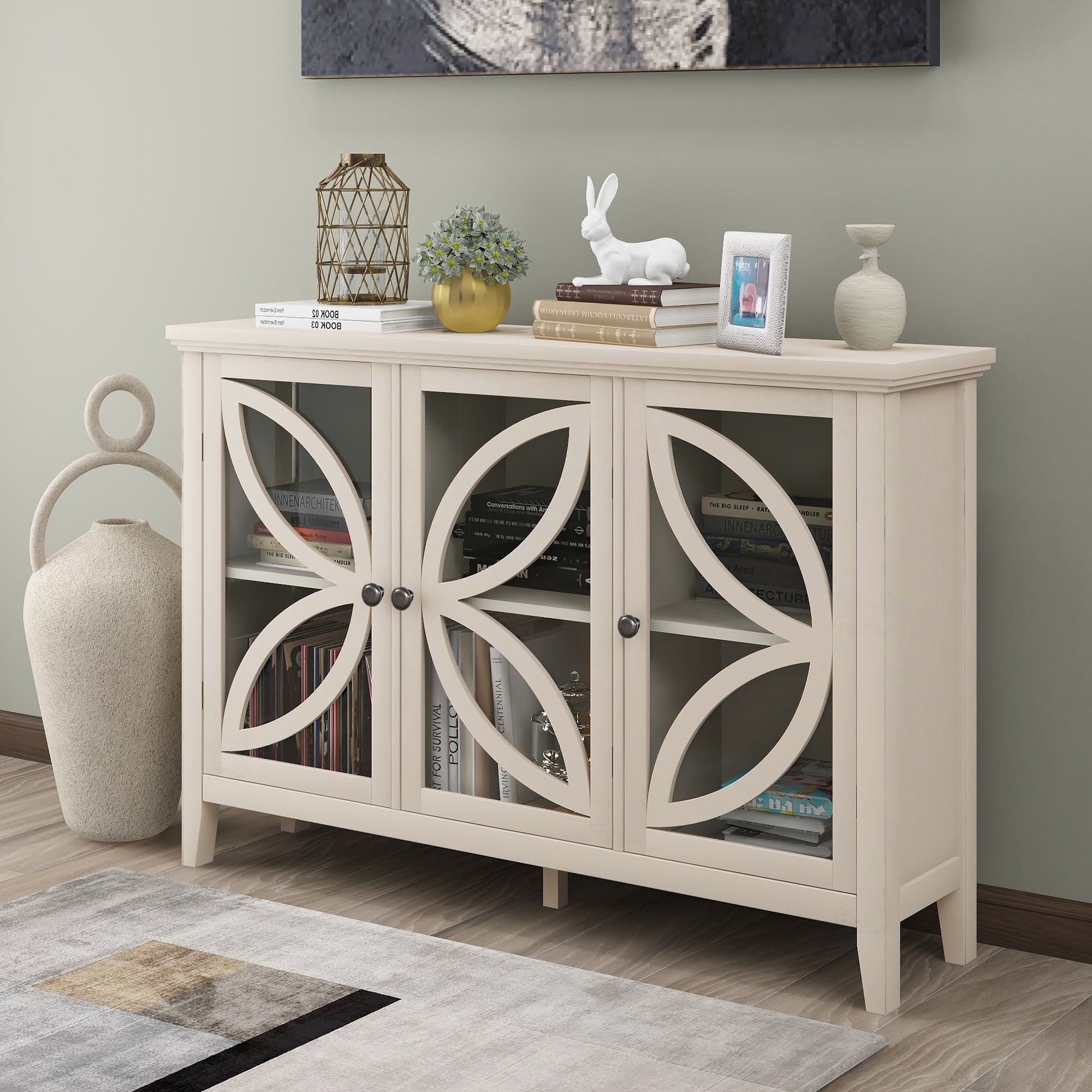 48-inch Wood Sideboard with Adjustable Shelf