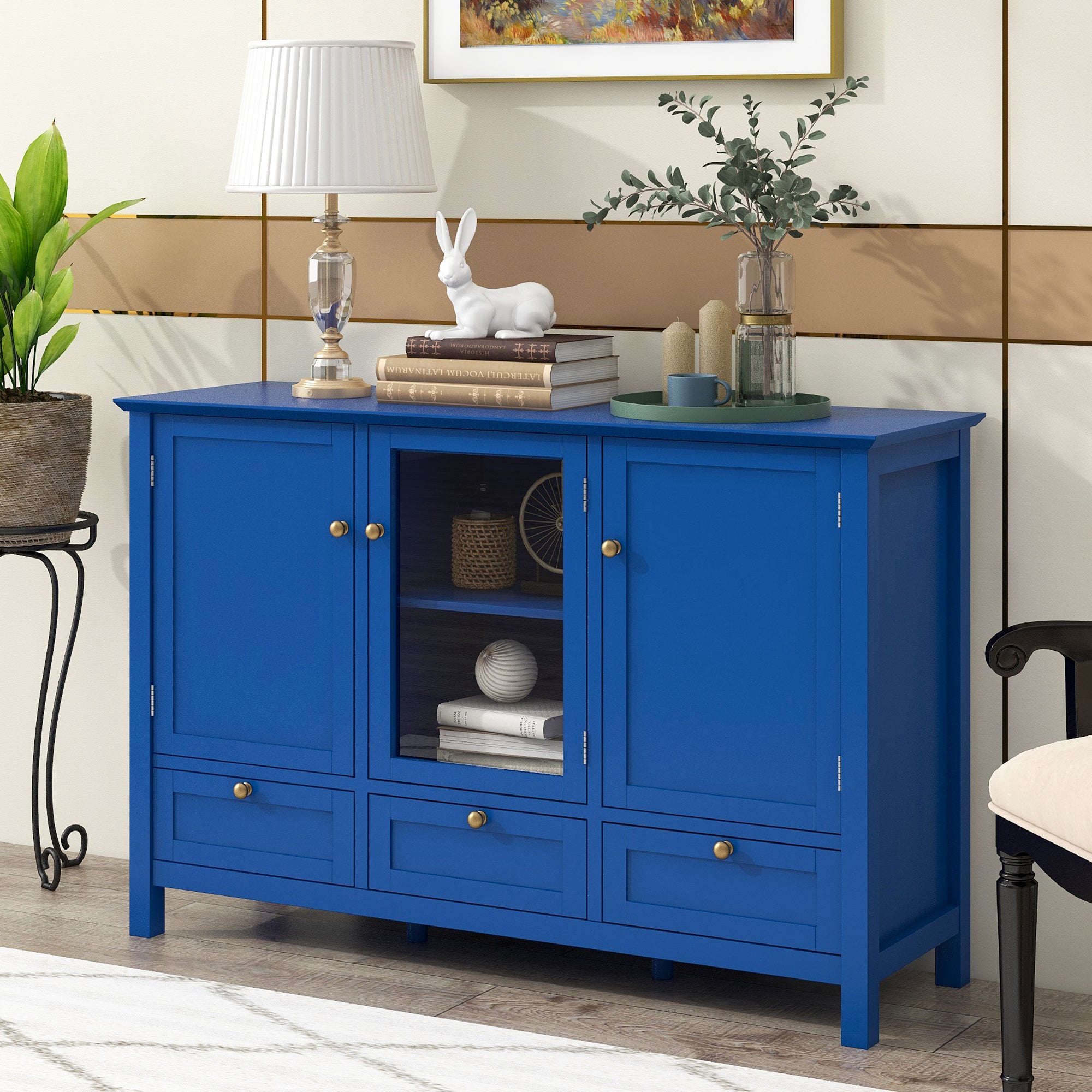 45-inch Wood Sideboard with 2 Doors and 3 Drawers
