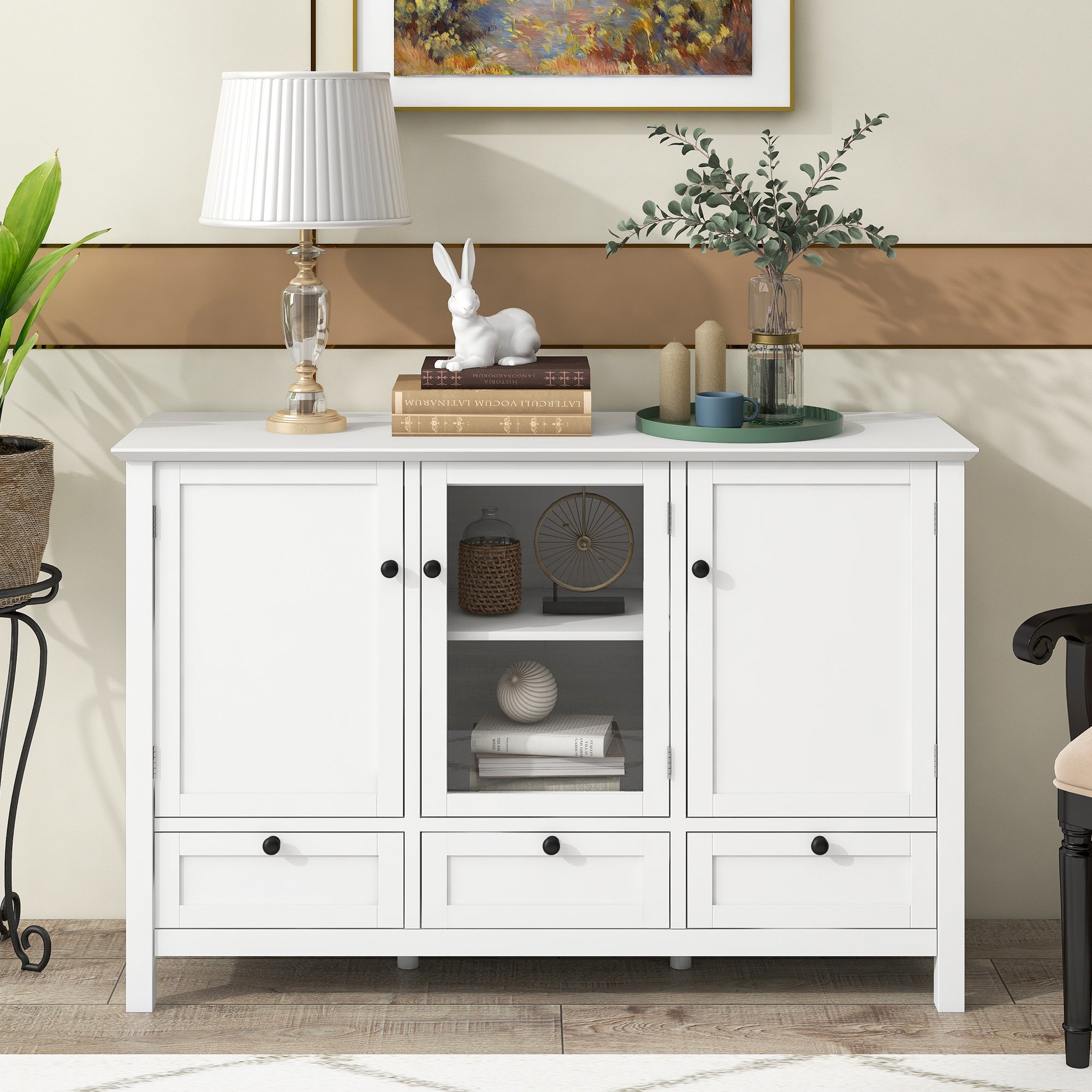 45-inch Wood Sideboard with 2 Doors and 3 Drawers
