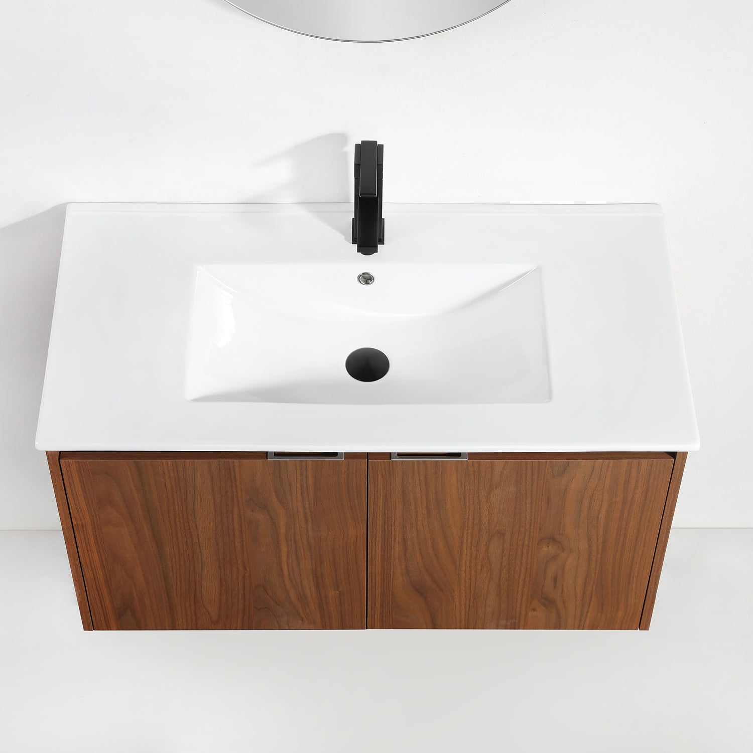 36 in. W x 18 in. D Bath Vanity Set in Brown with Ceramic Vanity Top in White with White Basin