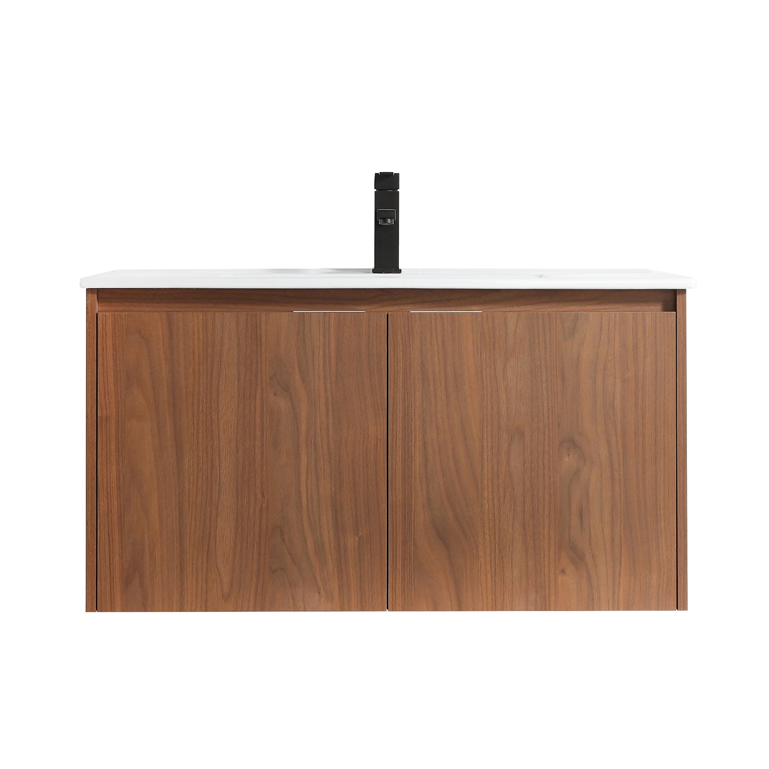 36 in. W x 18 in. D Bath Vanity Set in Brown with Ceramic Vanity Top in White with White Basin