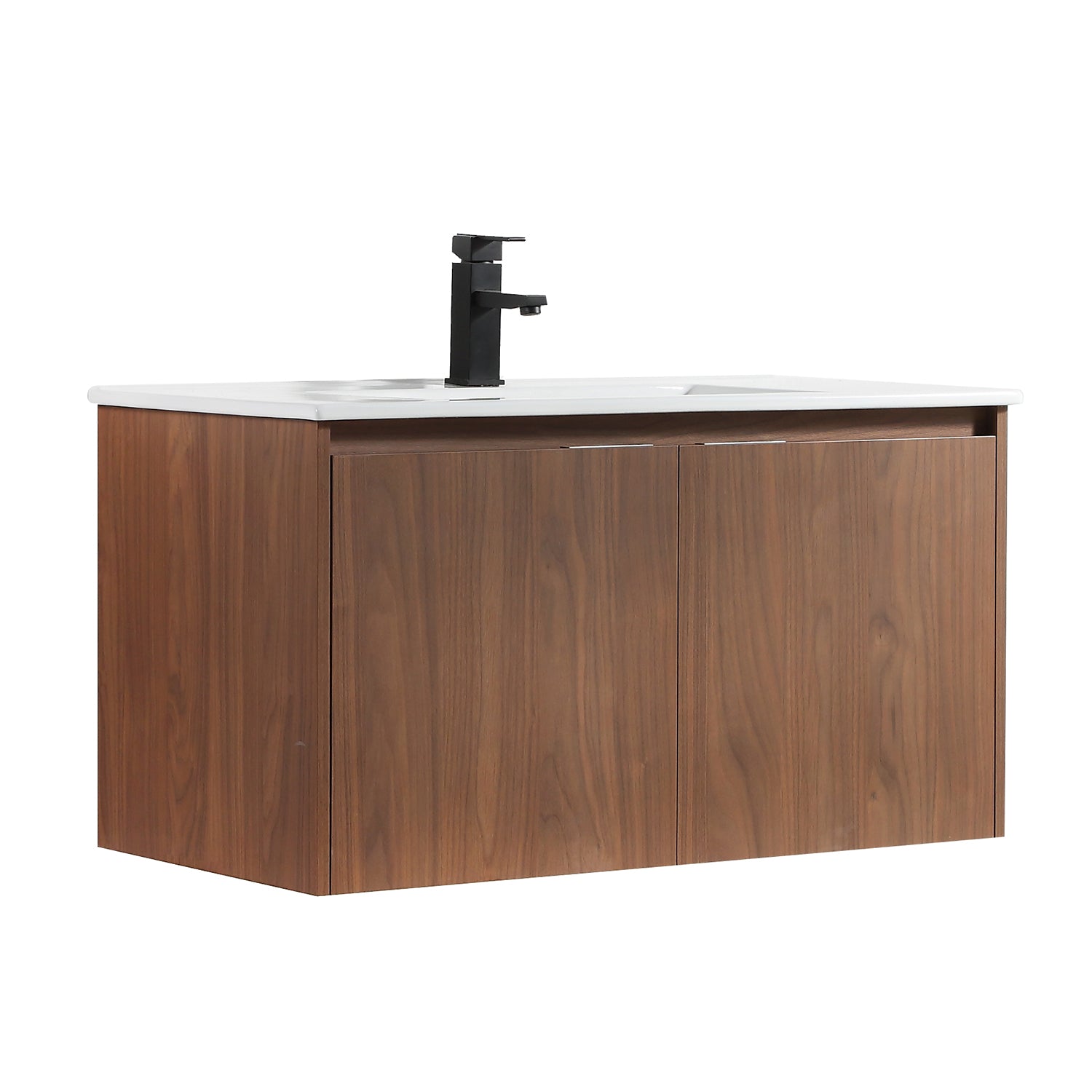 36 in. W x 18 in. D Bath Vanity Set in Brown with Ceramic Vanity Top in White with White Basin