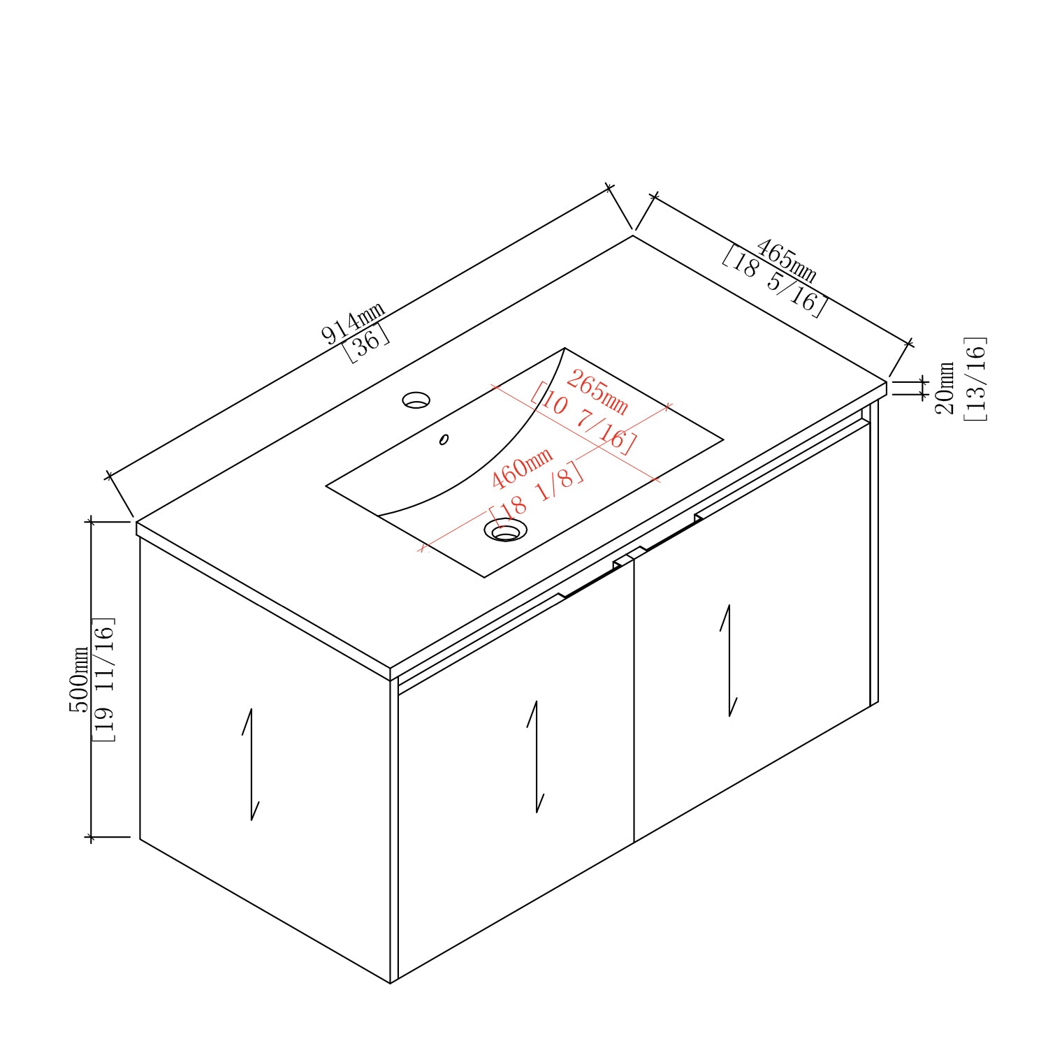 36 in. W x 18 in. D Bath Vanity Set in Brown with Ceramic Vanity Top in White with White Basin