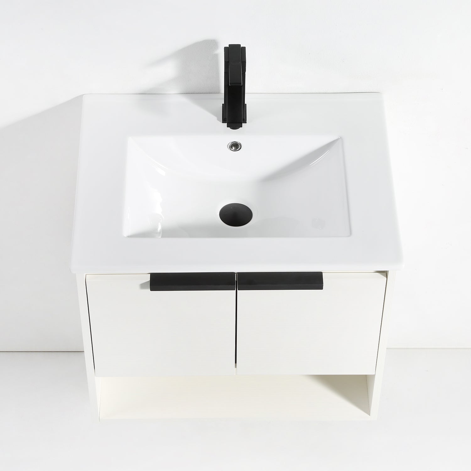 24 in. W x 18 in. D Bath Vanity Set in White with Ceramic Vanity Top in White with White Basin
