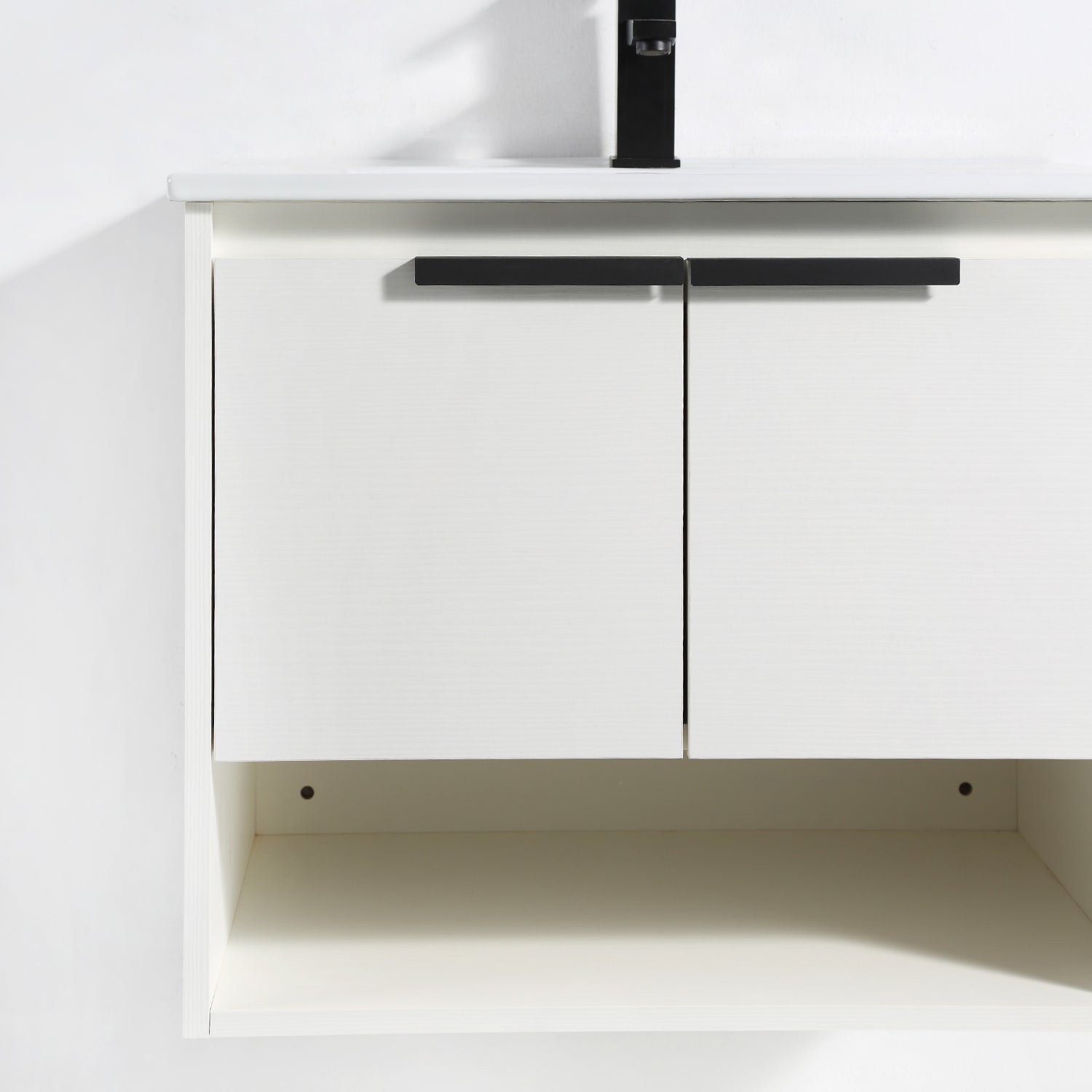 24 in. W x 18 in. D Bath Vanity Set in White with Ceramic Vanity Top in White with White Basin