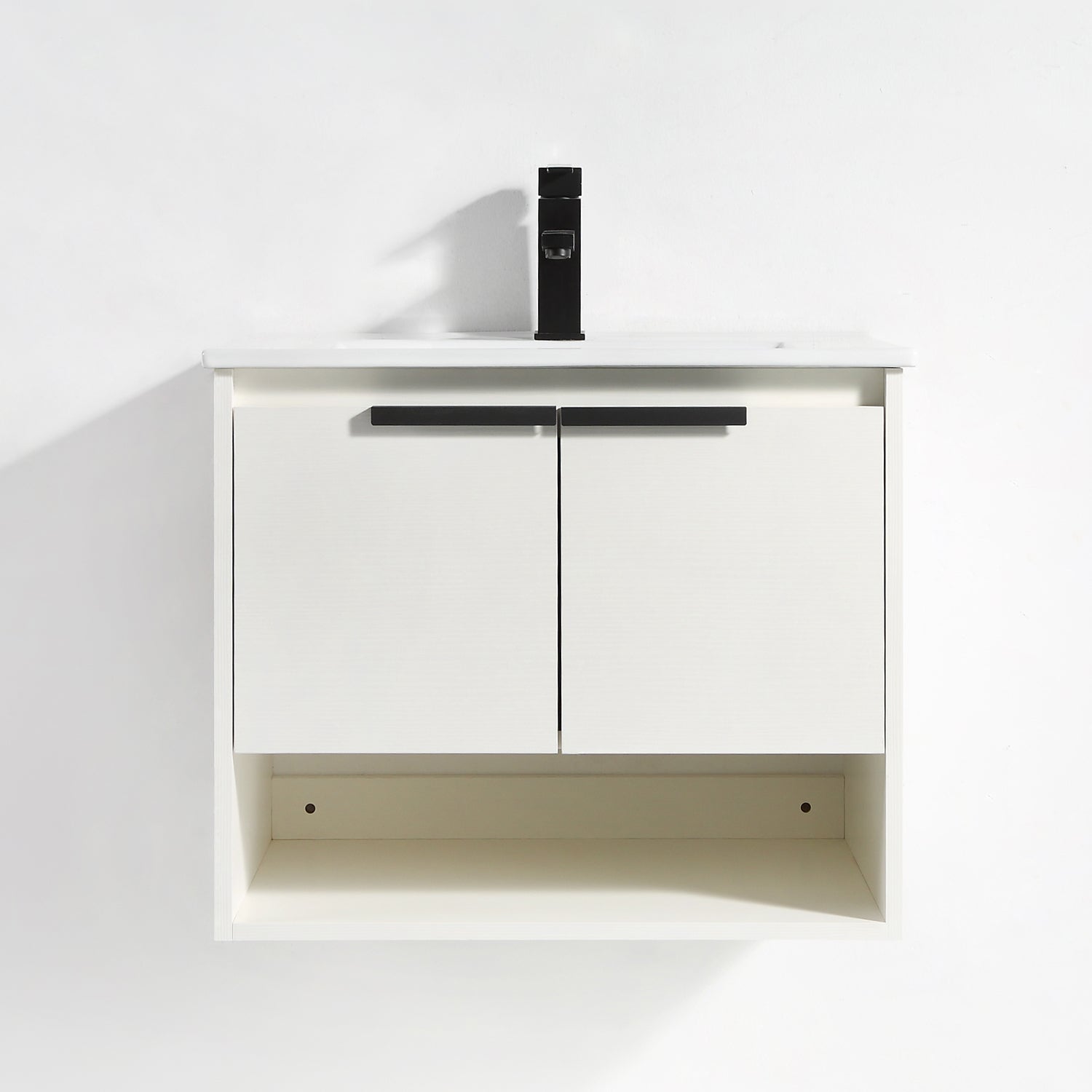 24 in. W x 18 in. D Bath Vanity Set in White with Ceramic Vanity Top in White with White Basin