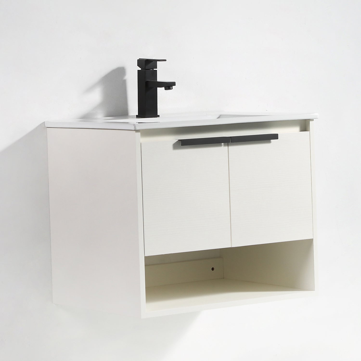 24 in. W x 18 in. D Bath Vanity Set in White with Ceramic Vanity Top in White with White Basin