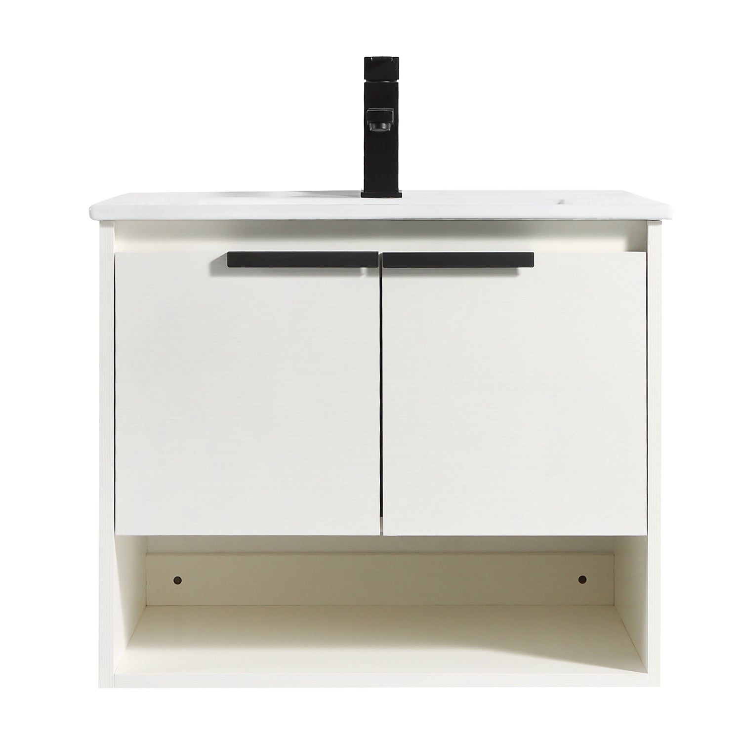 24 in. W x 18 in. D Bath Vanity Set in White with Ceramic Vanity Top in White with White Basin