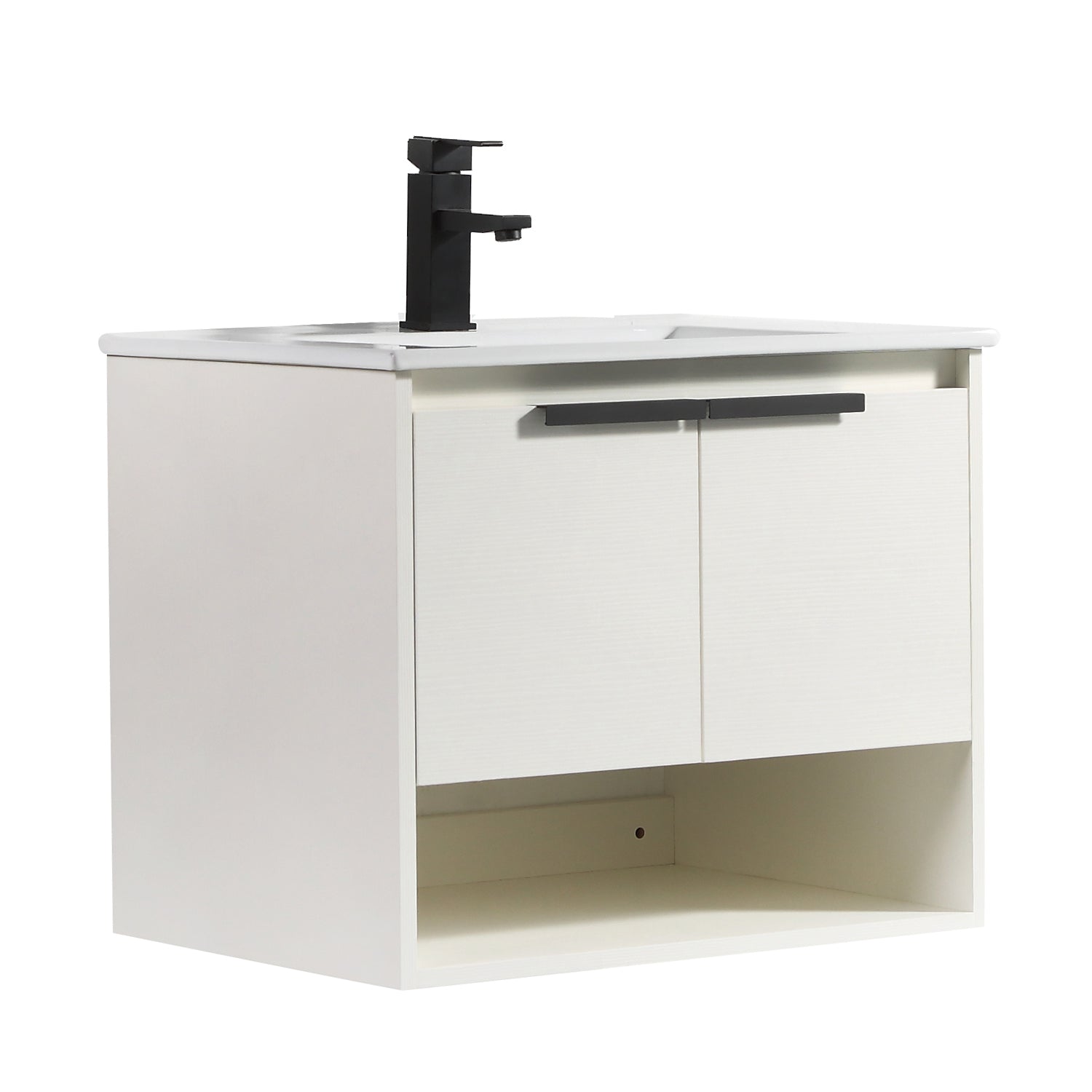 24 in. W x 18 in. D Bath Vanity Set in White with Ceramic Vanity Top in White with White Basin