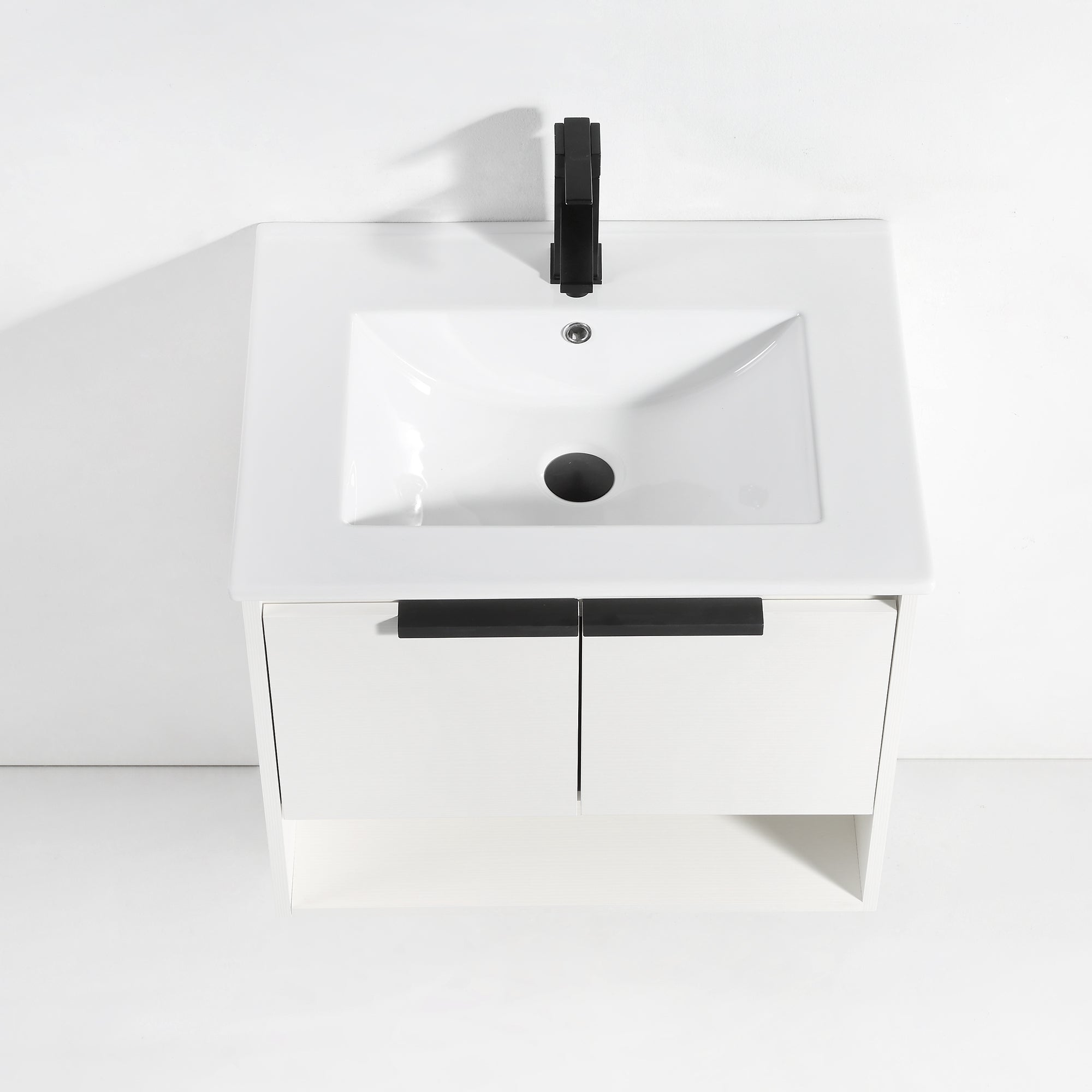 24 in. W x 18 in. D Bath Vanity Set in White with Ceramic Vanity Top in White with White Basin