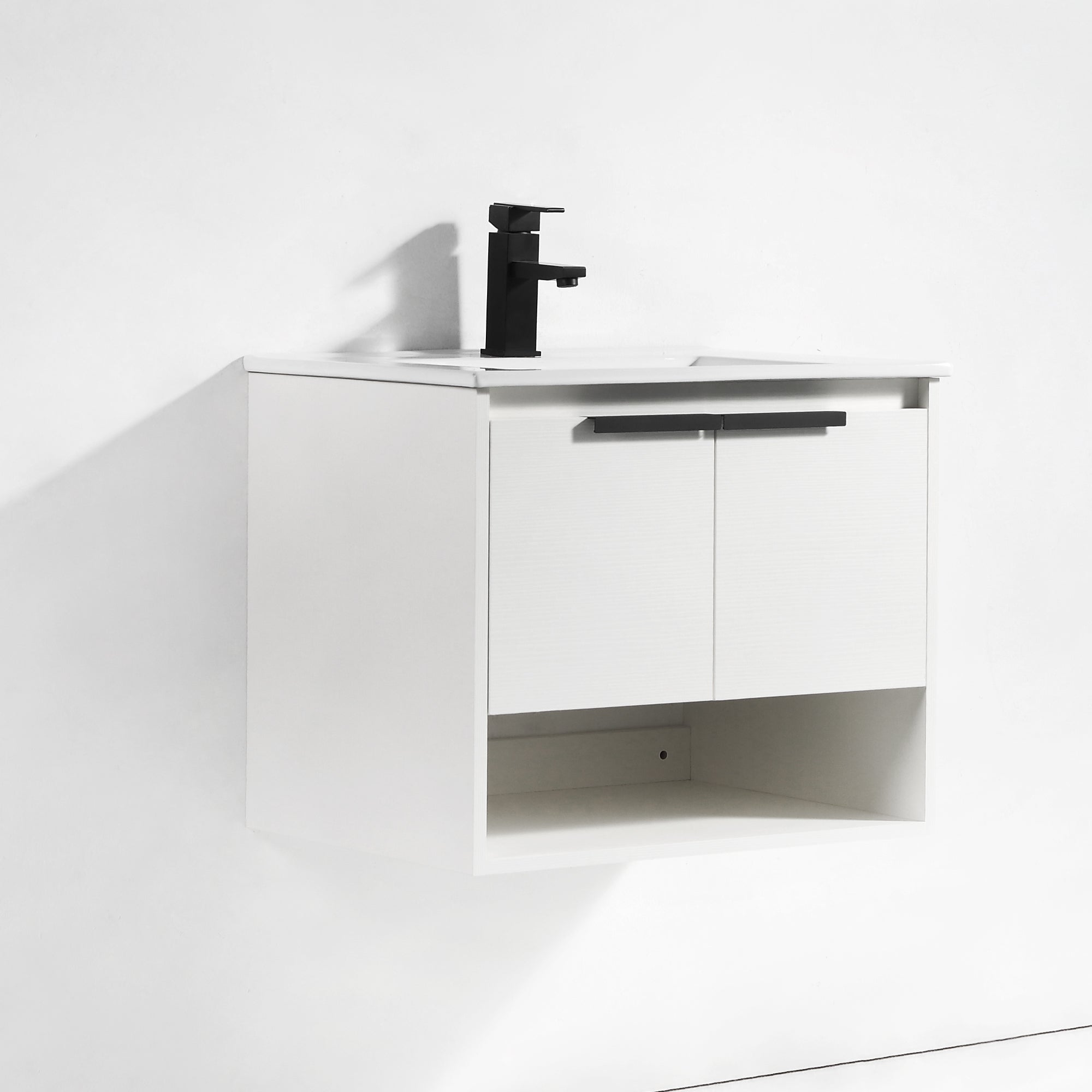24 in. W x 18 in. D Bath Vanity Set in White with Ceramic Vanity Top in White with White Basin