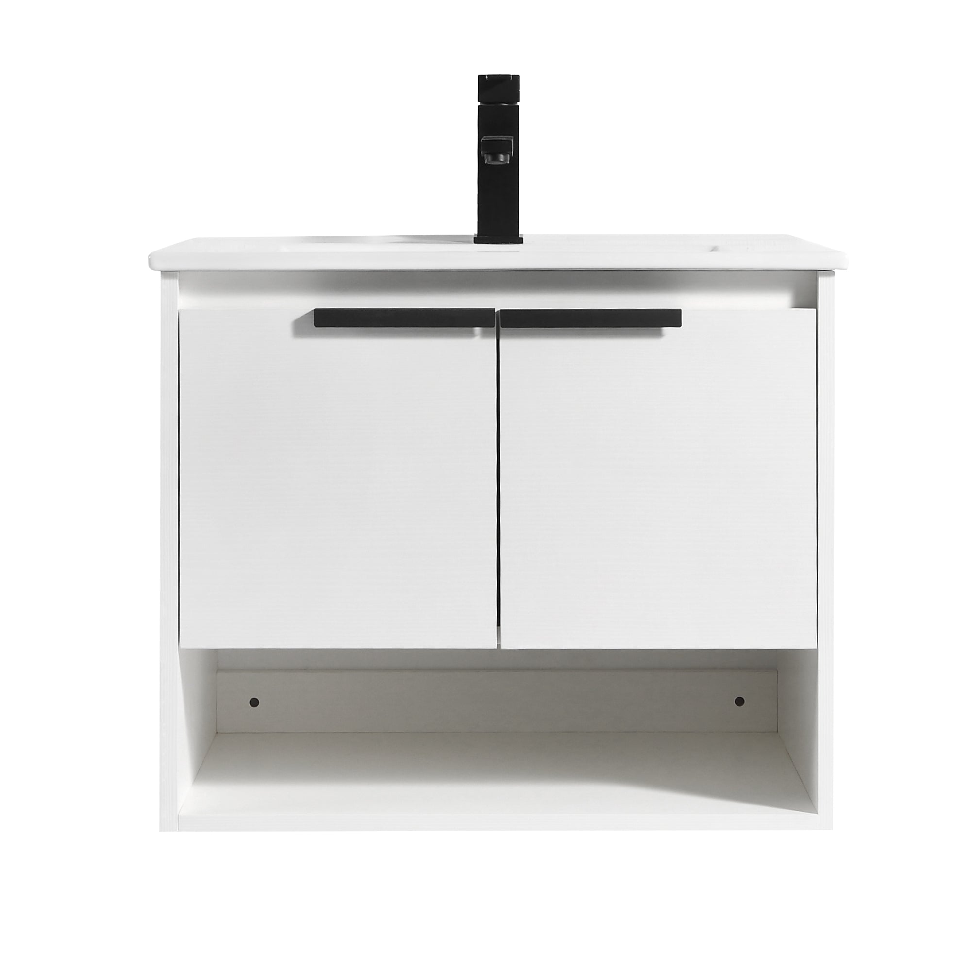 24 in. W x 18 in. D Bath Vanity Set in White with Ceramic Vanity Top in White with White Basin