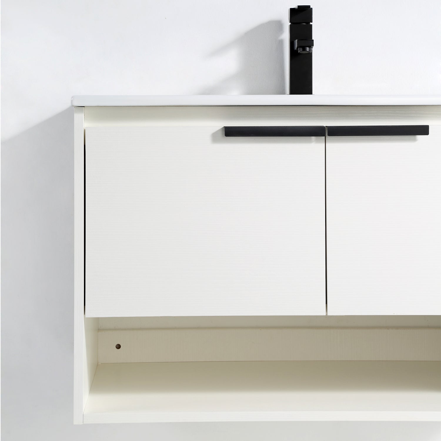 32 in. W x 18 in. D Bath Vanity Set in White with Ceramic Vanity Top in White with White Basin