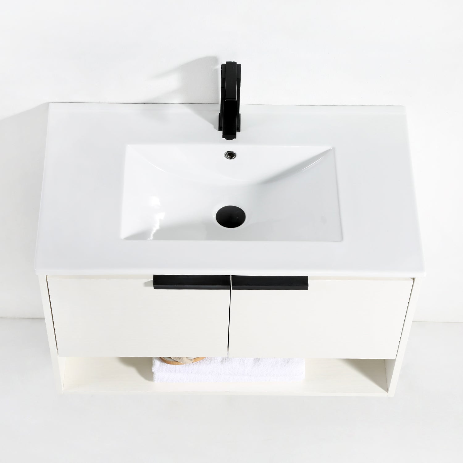 32 in. W x 18 in. D Bath Vanity Set in White with Ceramic Vanity Top in White with White Basin