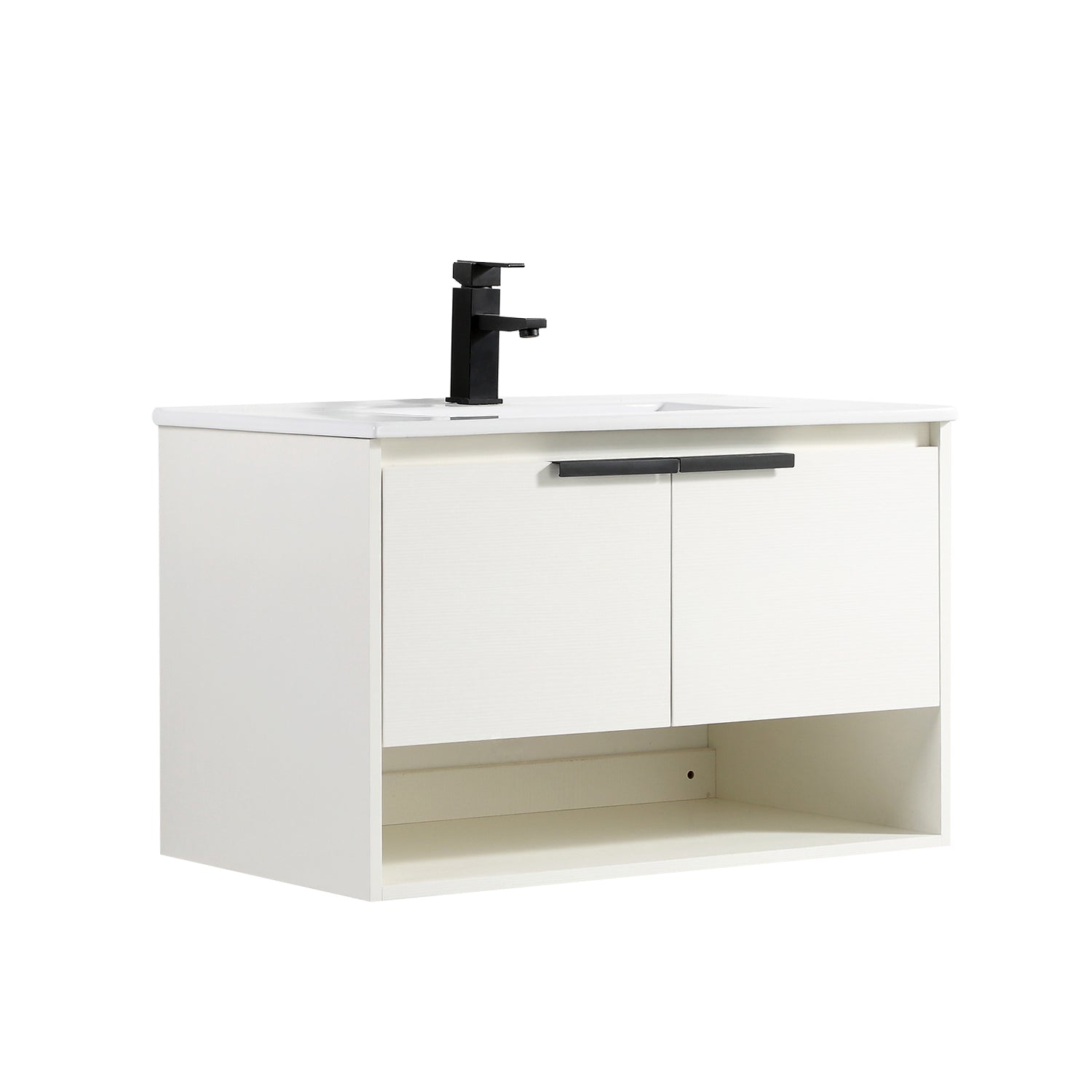 32 in. W x 18 in. D Bath Vanity Set in White with Ceramic Vanity Top in White with White Basin