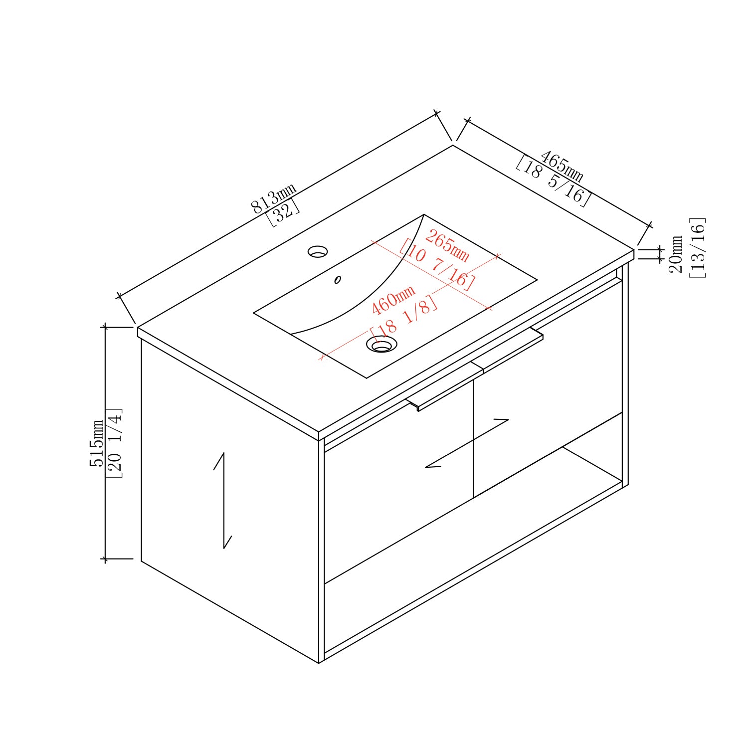 32 in. W x 18 in. D Bath Vanity Set in White with Ceramic Vanity Top in White with White Basin