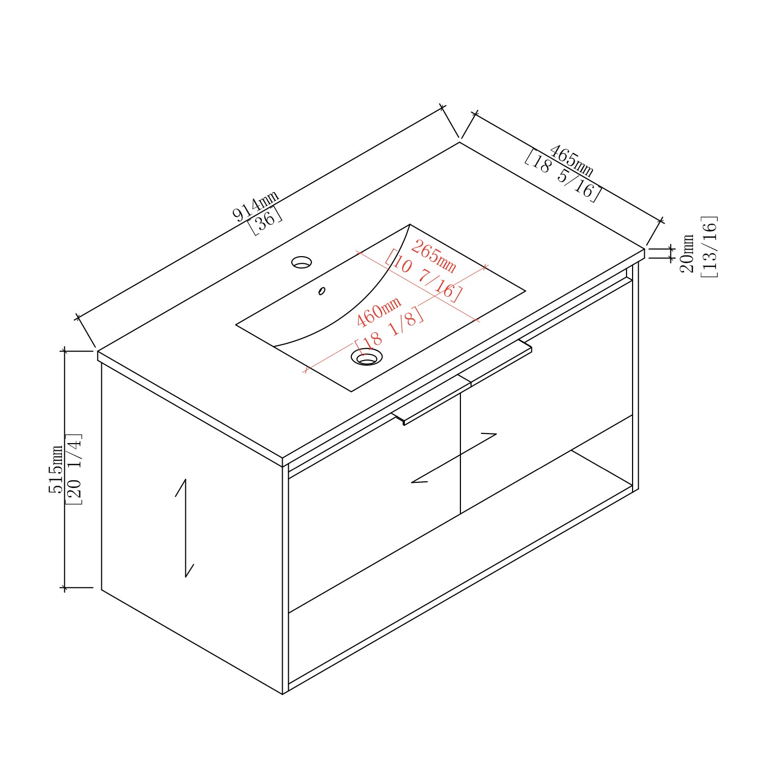 36 in. W x 18 in. D Bath Vanity Set in Natural Wood with Ceramic Vanity Top in White with White Basin