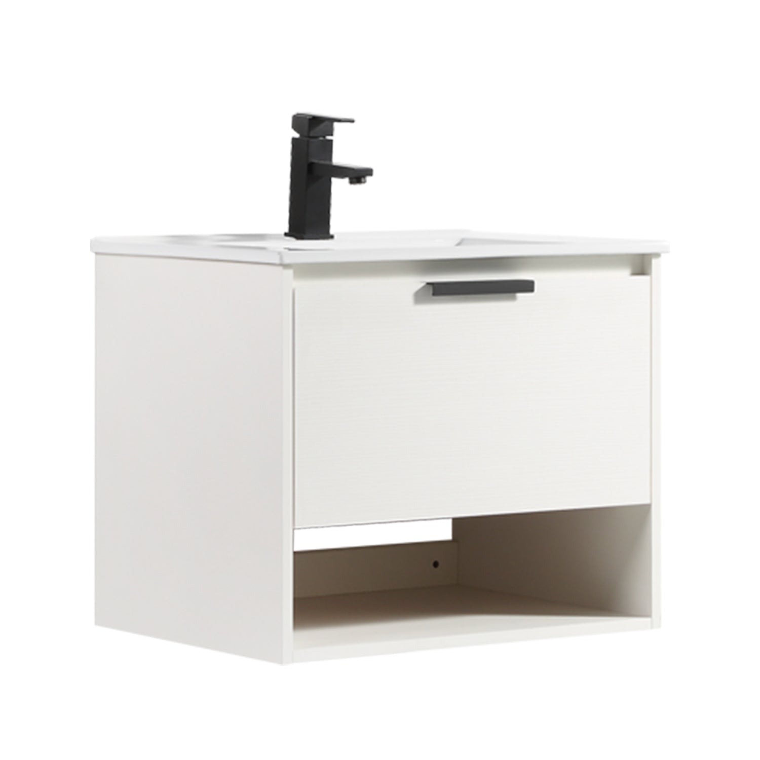 24 in. W x 18 in. D x 20 in. H Bath Vanity Set in White with Ceramic Vanity Top in White with White Basin