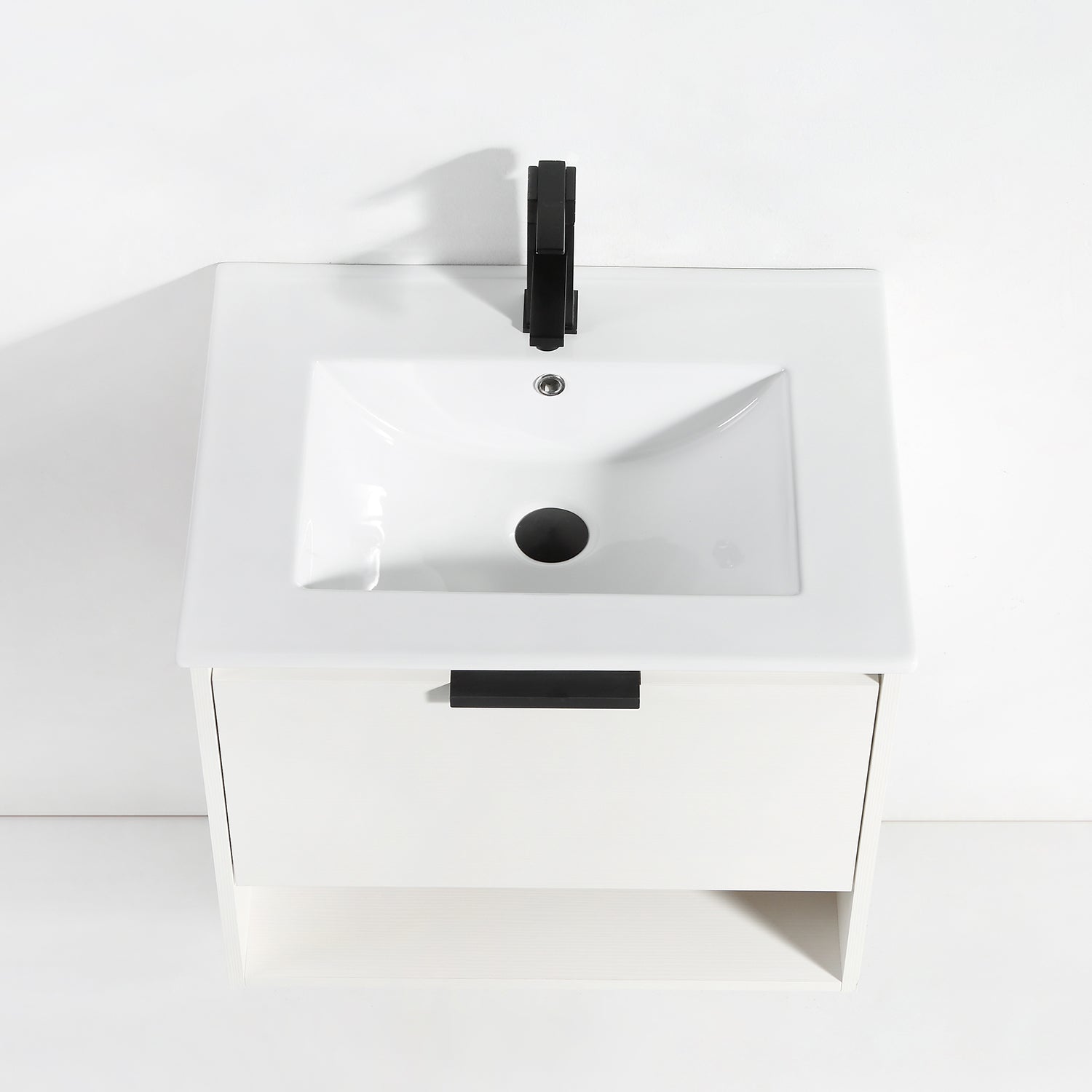 24 in. W x 18 in. D x 20 in. H Bath Vanity Set in White with Ceramic Vanity Top in White with White Basin