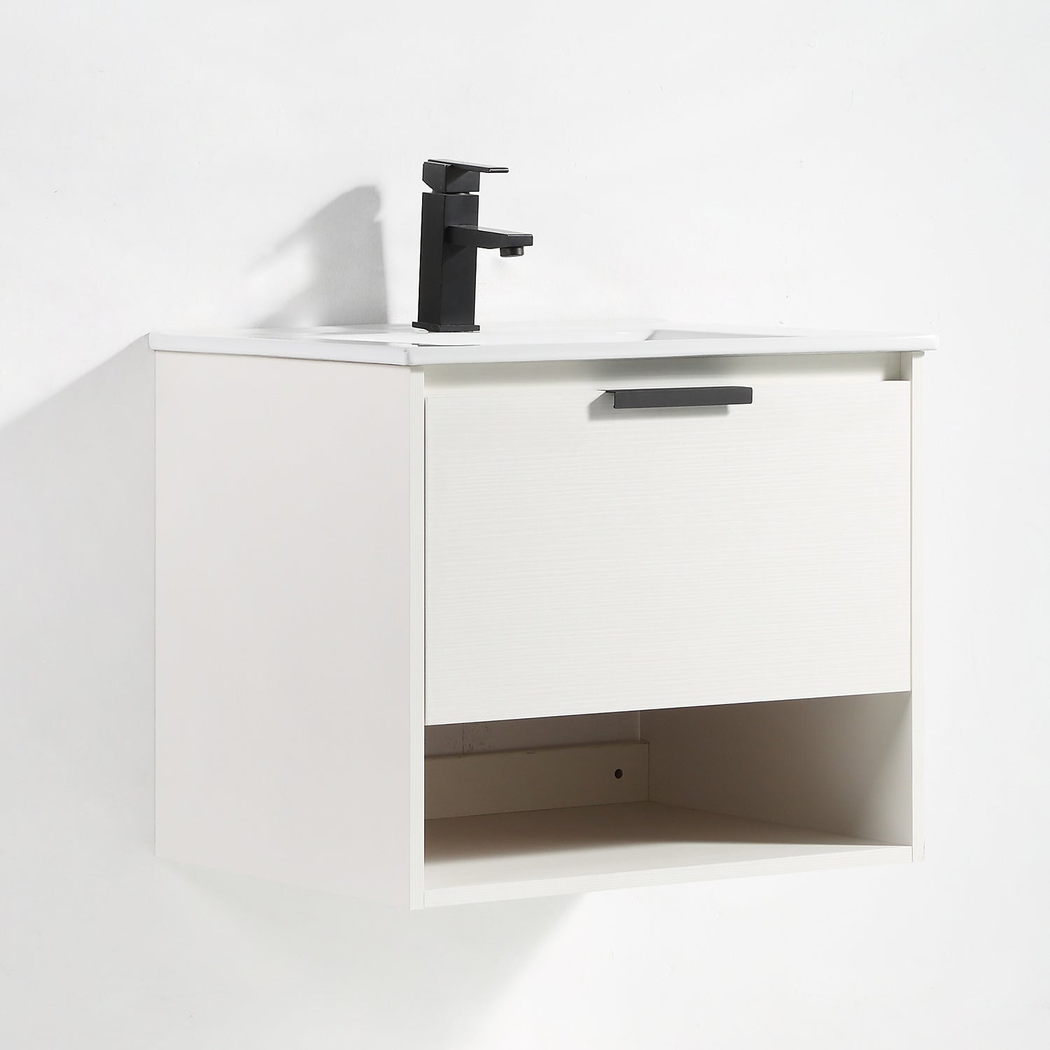 24 in. W x 18 in. D x 20 in. H Bath Vanity Set in White with Ceramic Vanity Top in White with White Basin