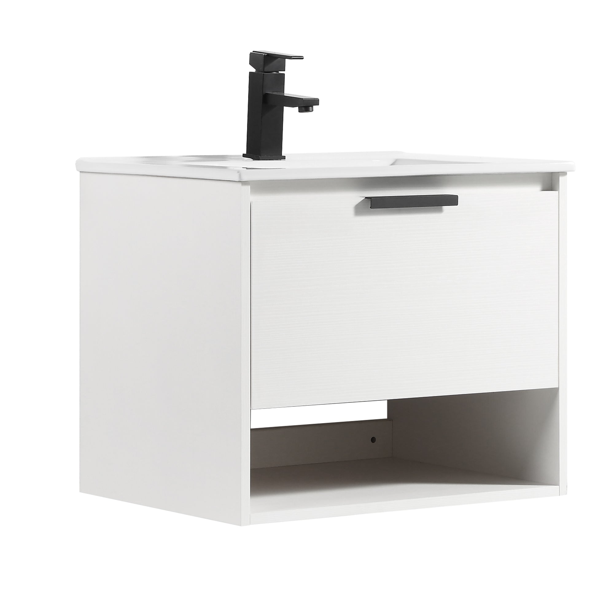 24 in. W x 18 in. D x 20 in. H Bath Vanity Set in White with Ceramic Vanity Top in White with White Basin
