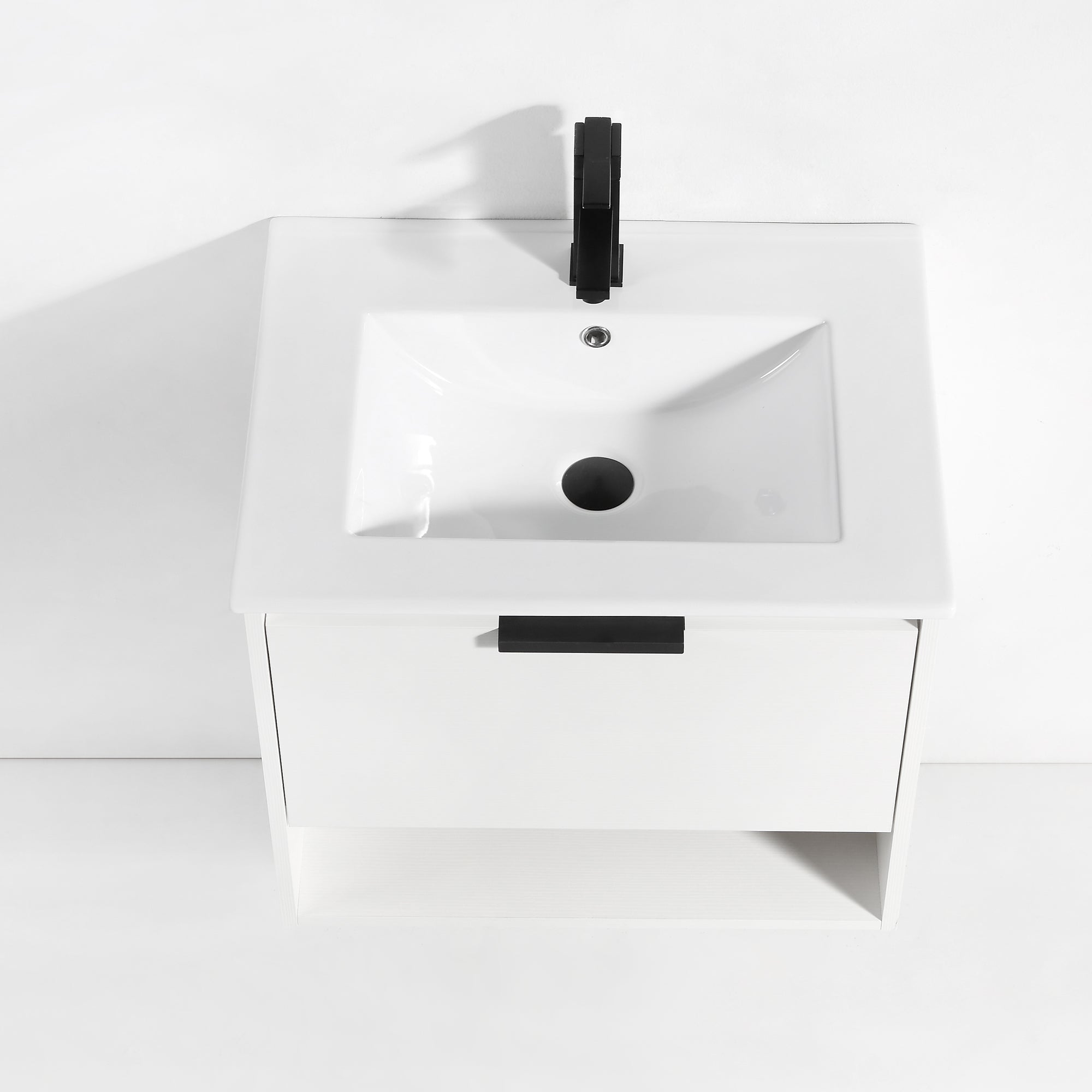 24 in. W x 18 in. D x 20 in. H Bath Vanity Set in White with Ceramic Vanity Top in White with White Basin