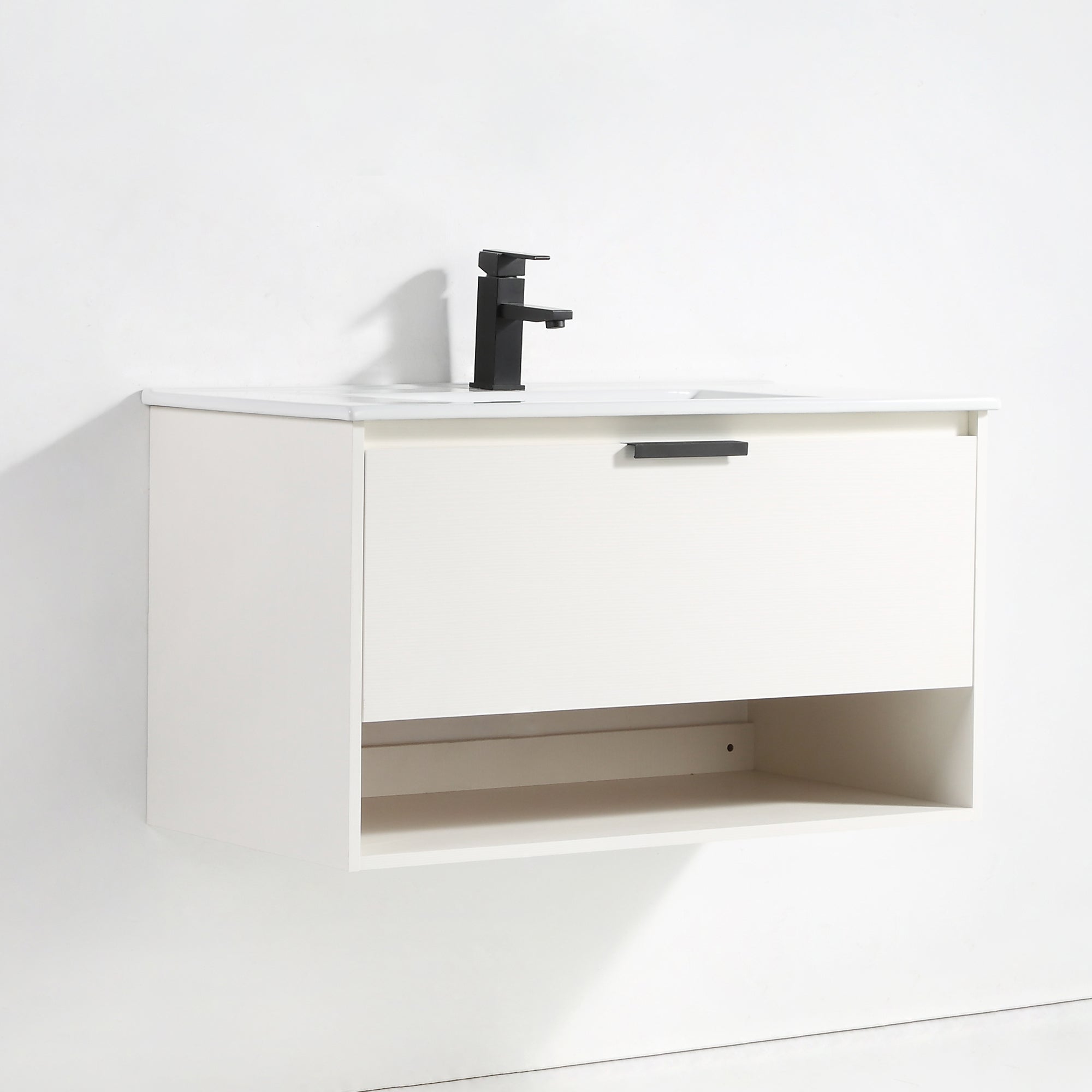 36 in. W x 18 in. D x 20 in. H Bath Vanity Set in White with Ceramic Vanity Top in White with White Basin