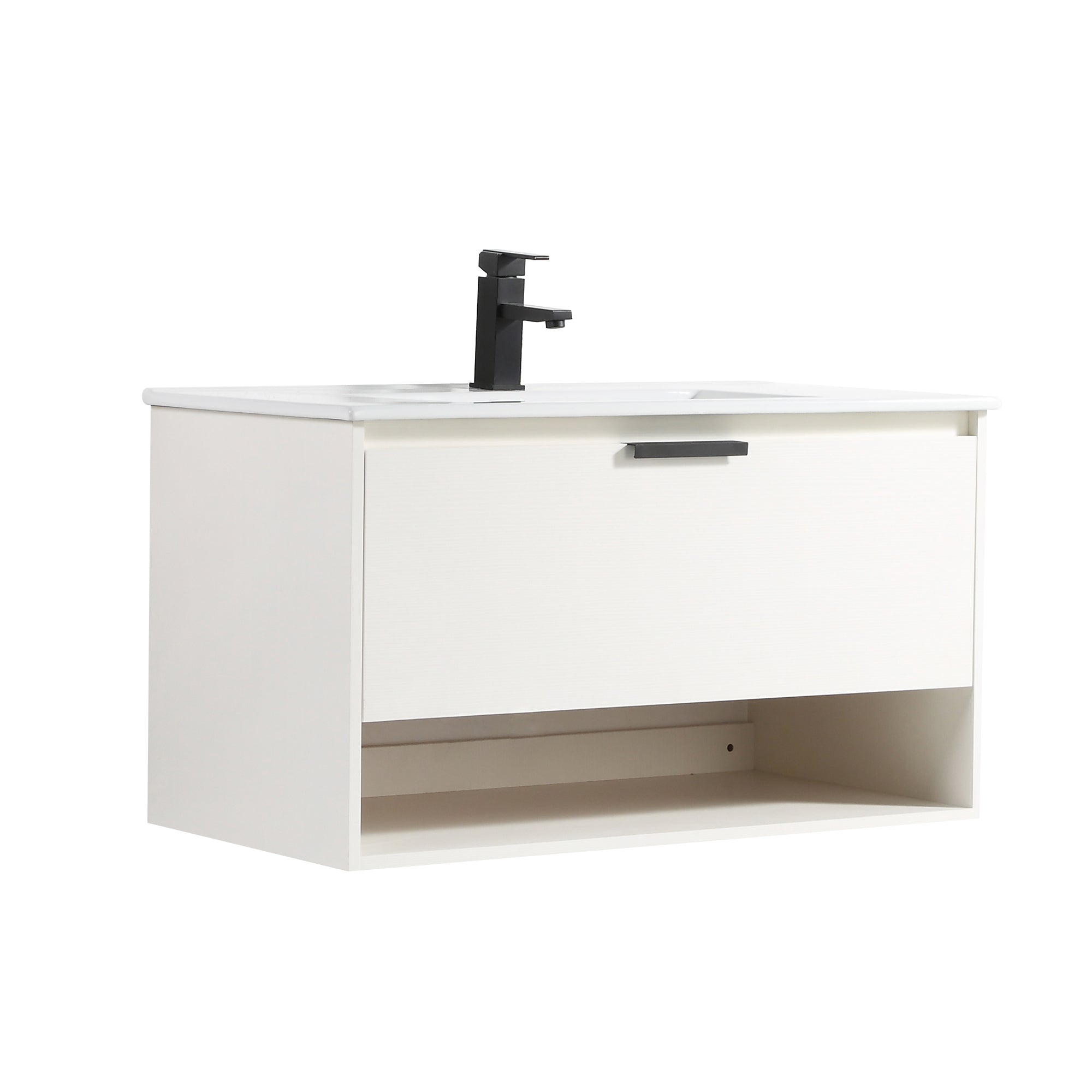 36 in. W x 18 in. D x 20 in. H Bath Vanity Set in White with Ceramic Vanity Top in White with White Basin