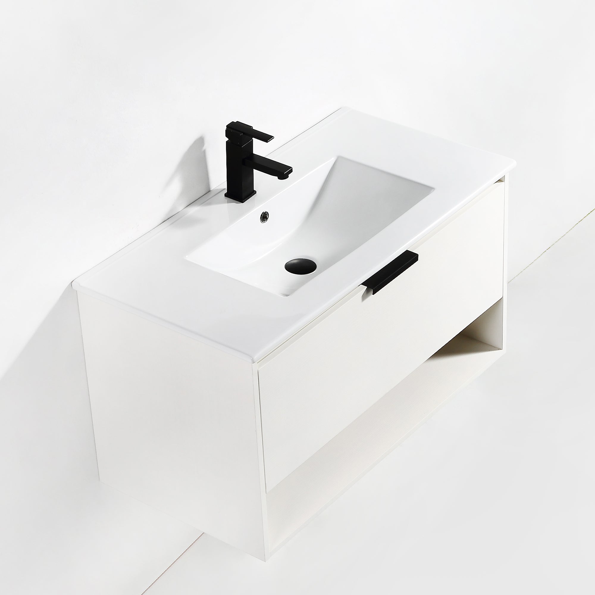 36 in. W x 18 in. D x 20 in. H Bath Vanity Set in White with Ceramic Vanity Top in White with White Basin