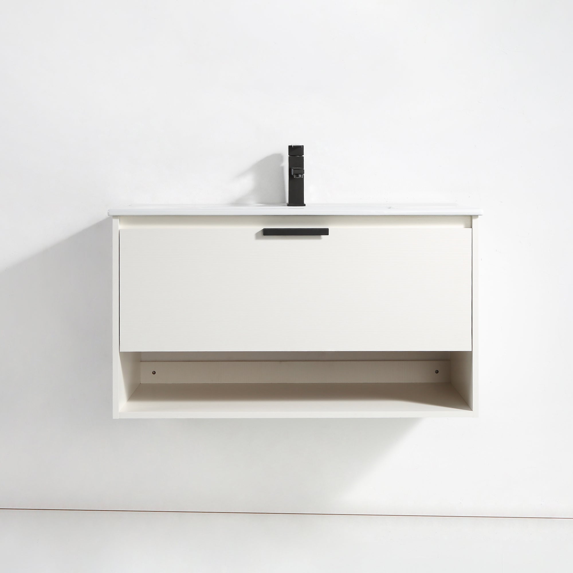 36 in. W x 18 in. D x 20 in. H Bath Vanity Set in White with Ceramic Vanity Top in White with White Basin