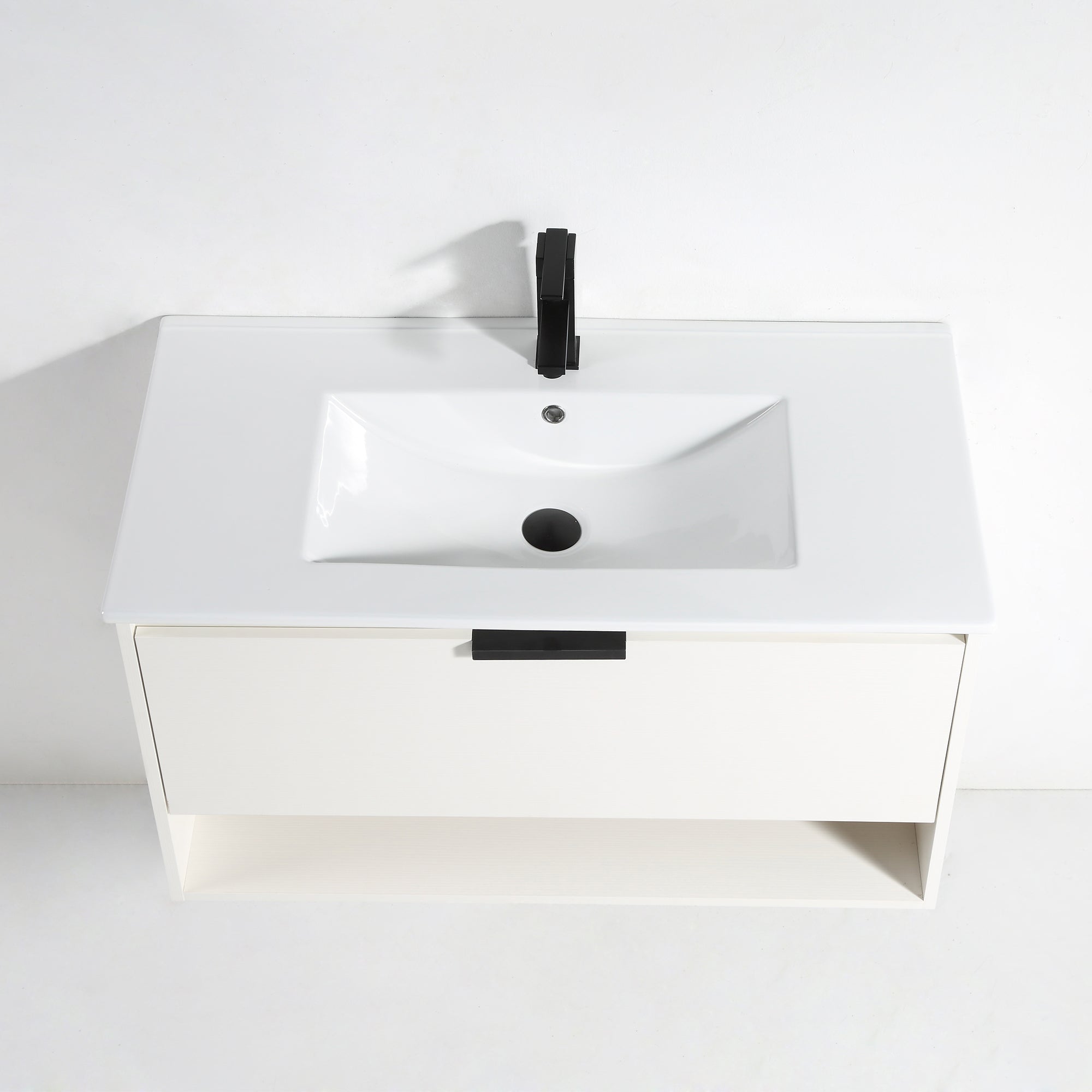 36 in. W x 18 in. D x 20 in. H Bath Vanity Set in White with Ceramic Vanity Top in White with White Basin