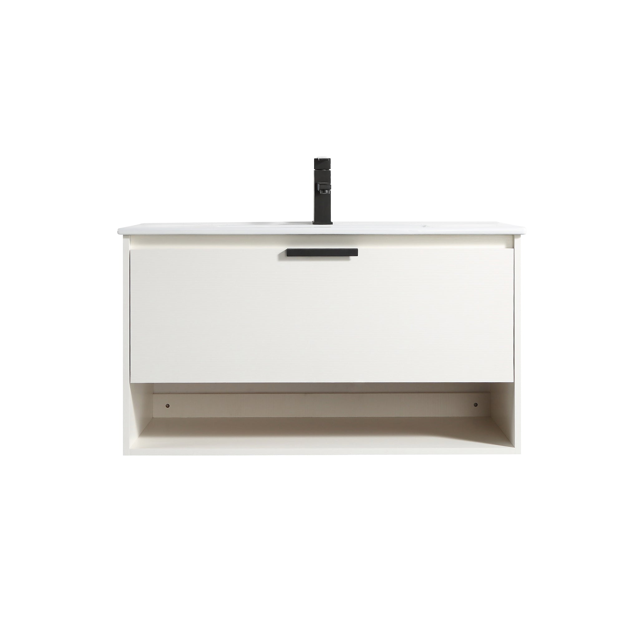 36 in. W x 18 in. D x 20 in. H Bath Vanity Set in White with Ceramic Vanity Top in White with White Basin