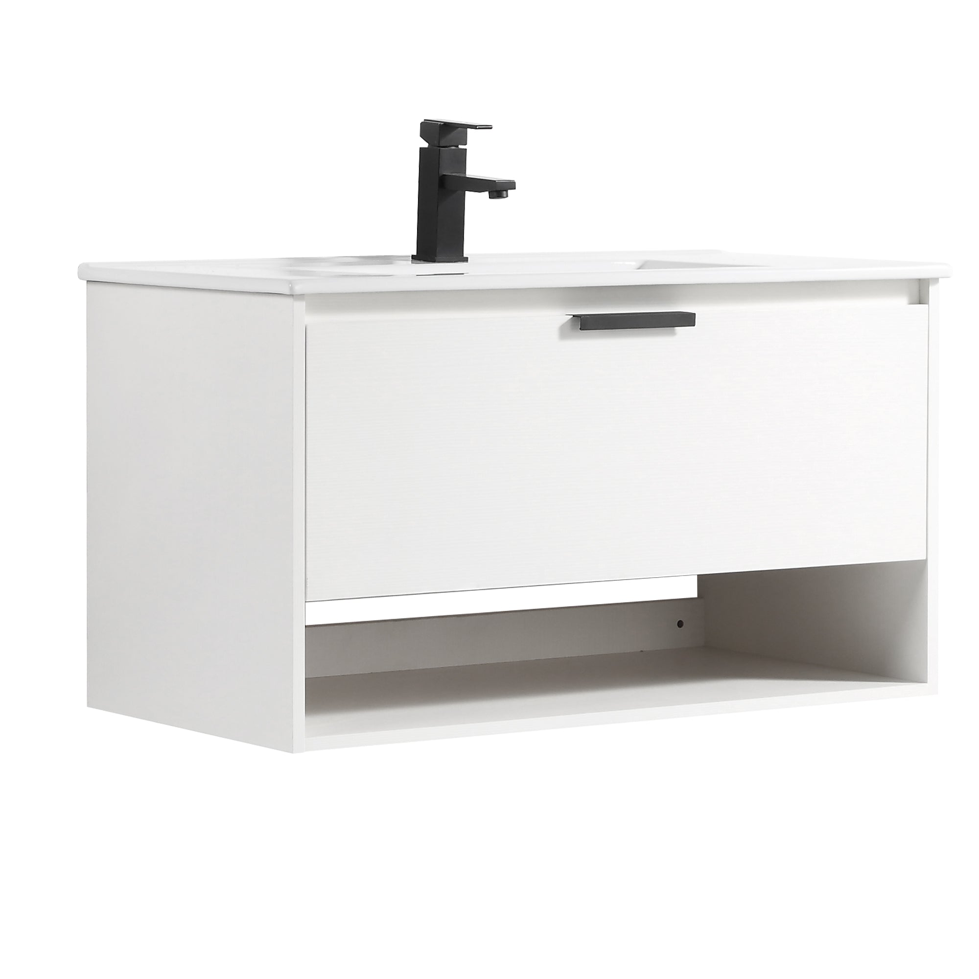 36 in. W x 18 in. D x 20 in. H Bath Vanity Set in White with Ceramic Vanity Top in White with White Basin