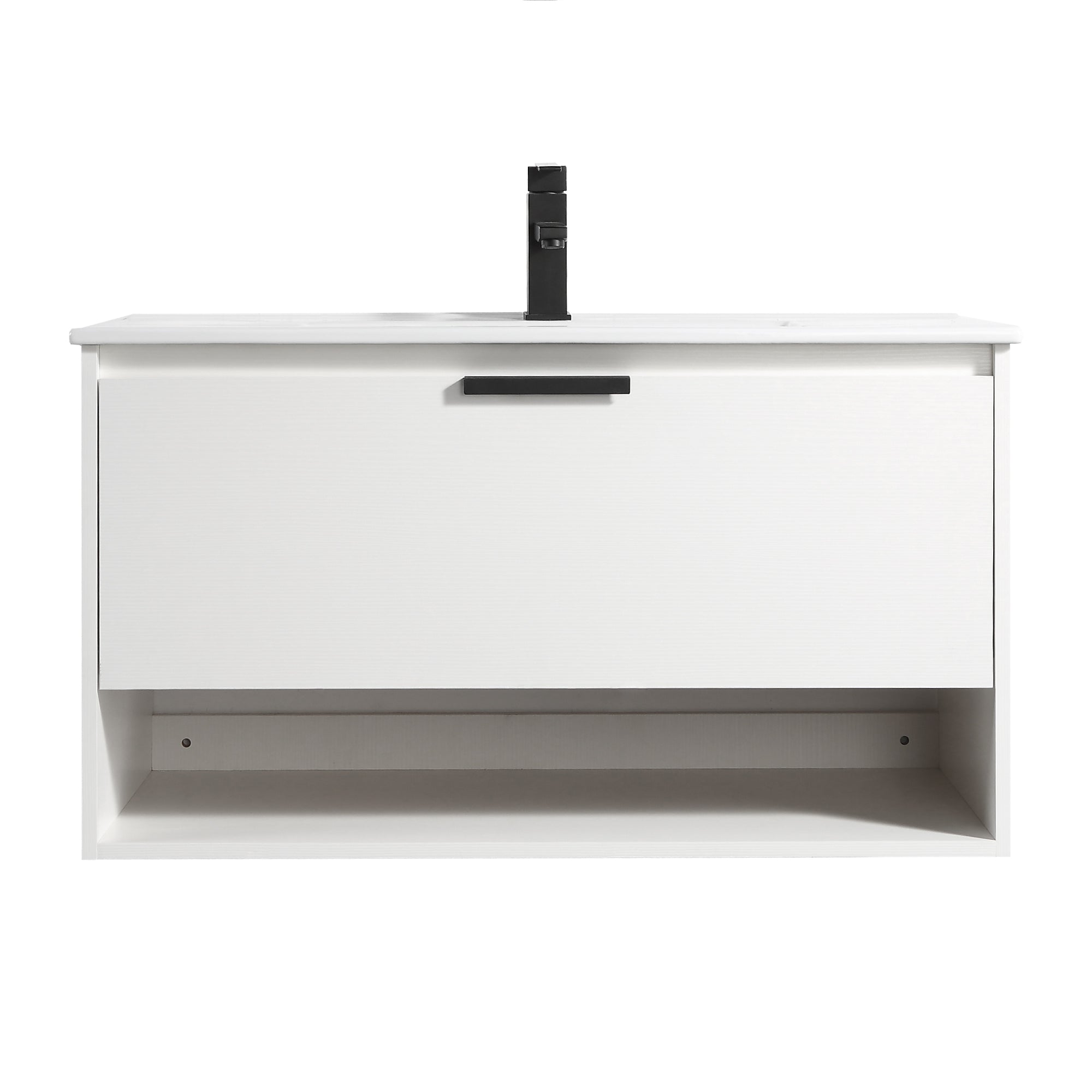 36 in. W x 18 in. D x 20 in. H Bath Vanity Set in White with Ceramic Vanity Top in White with White Basin