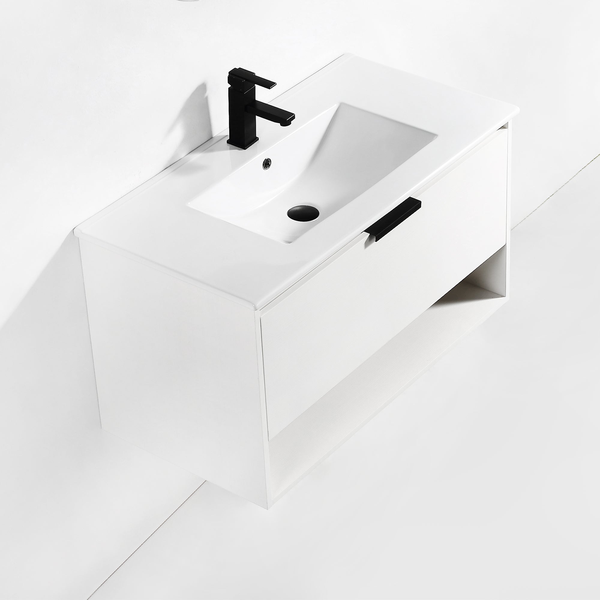36 in. W x 18 in. D x 20 in. H Bath Vanity Set in White with Ceramic Vanity Top in White with White Basin