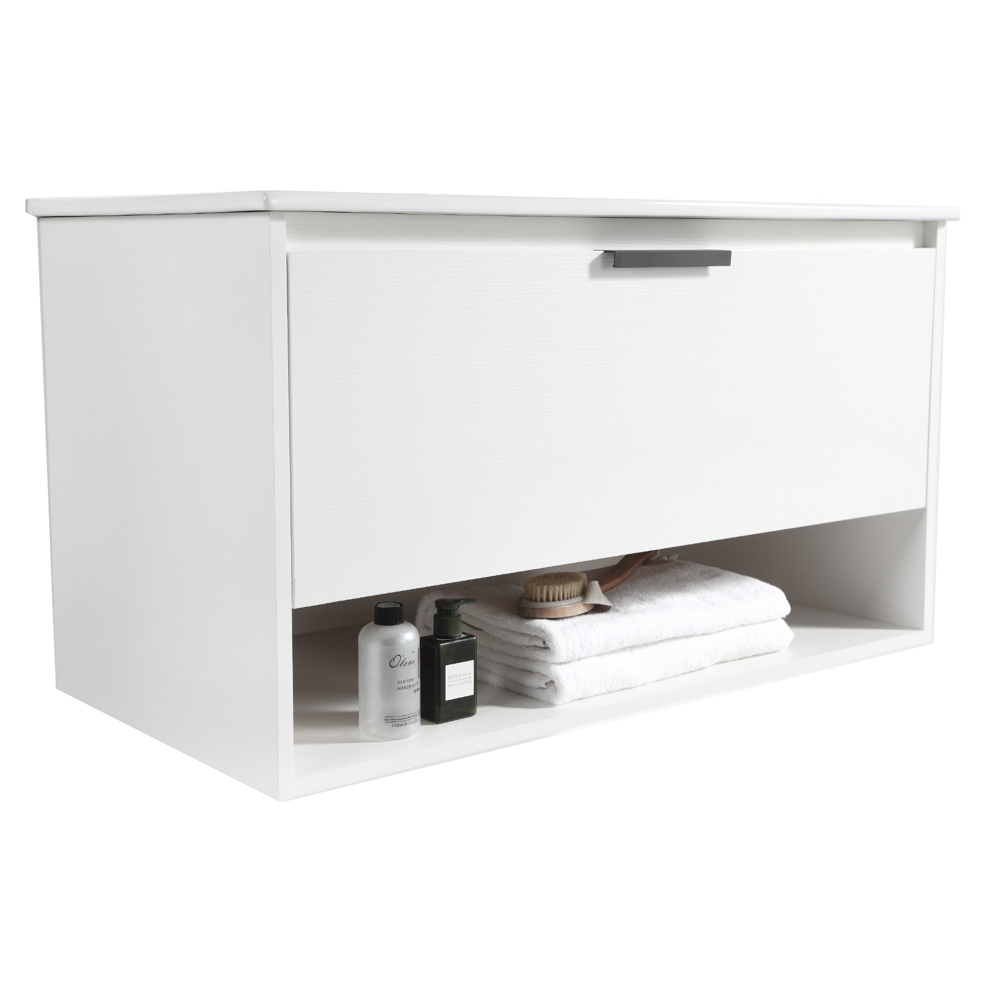 36 in. W x 18 in. D x 20 in. H Bath Vanity Set in White with Ceramic Vanity Top in White with White Basin