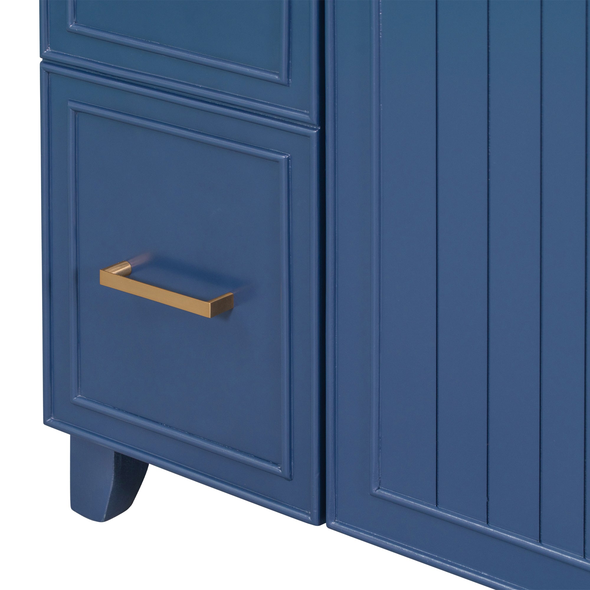 36 inch Freestanding Bath Vanity in Navy Blue with White Resin Top