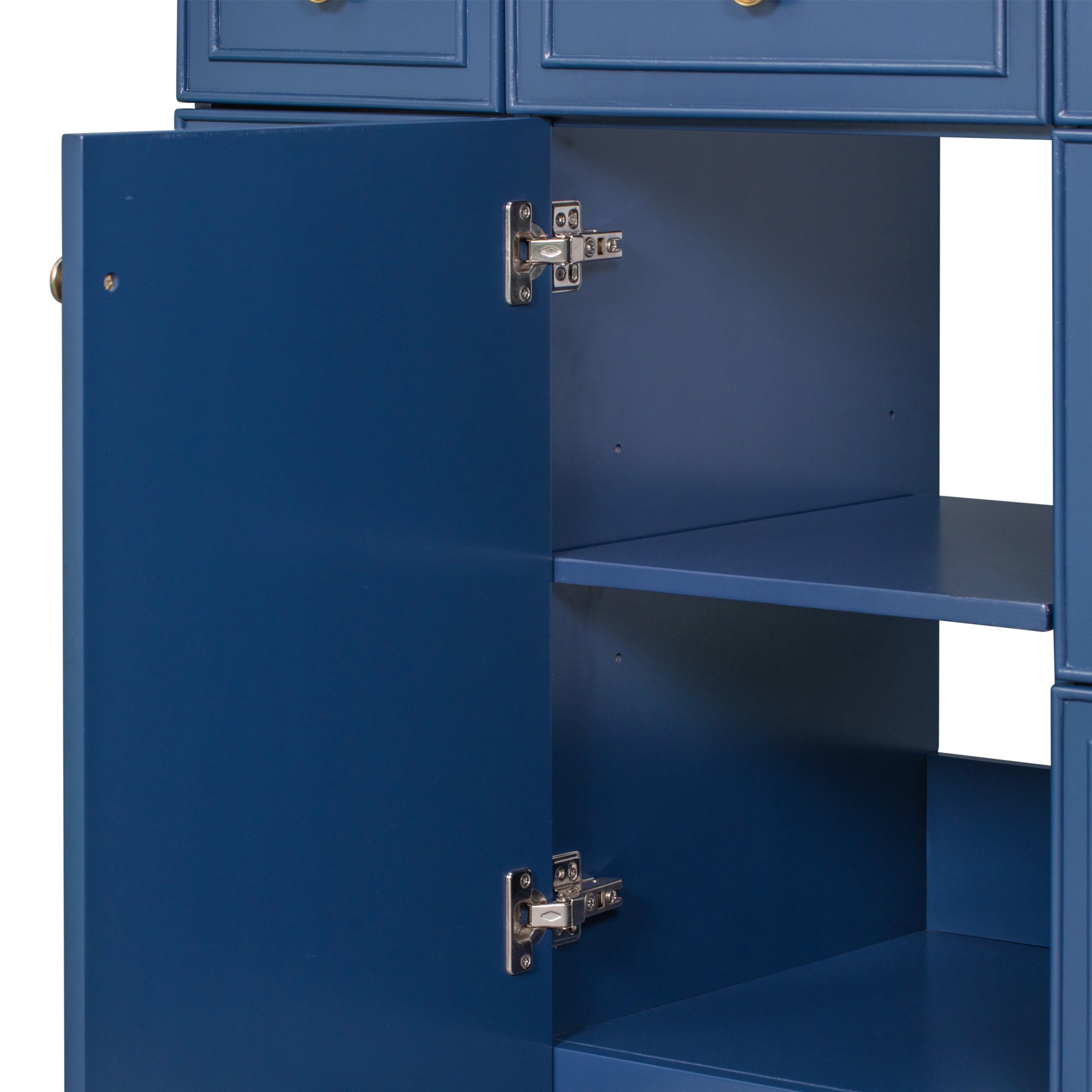 36 inch Freestanding Bath Vanity in Navy Blue with White Resin Top