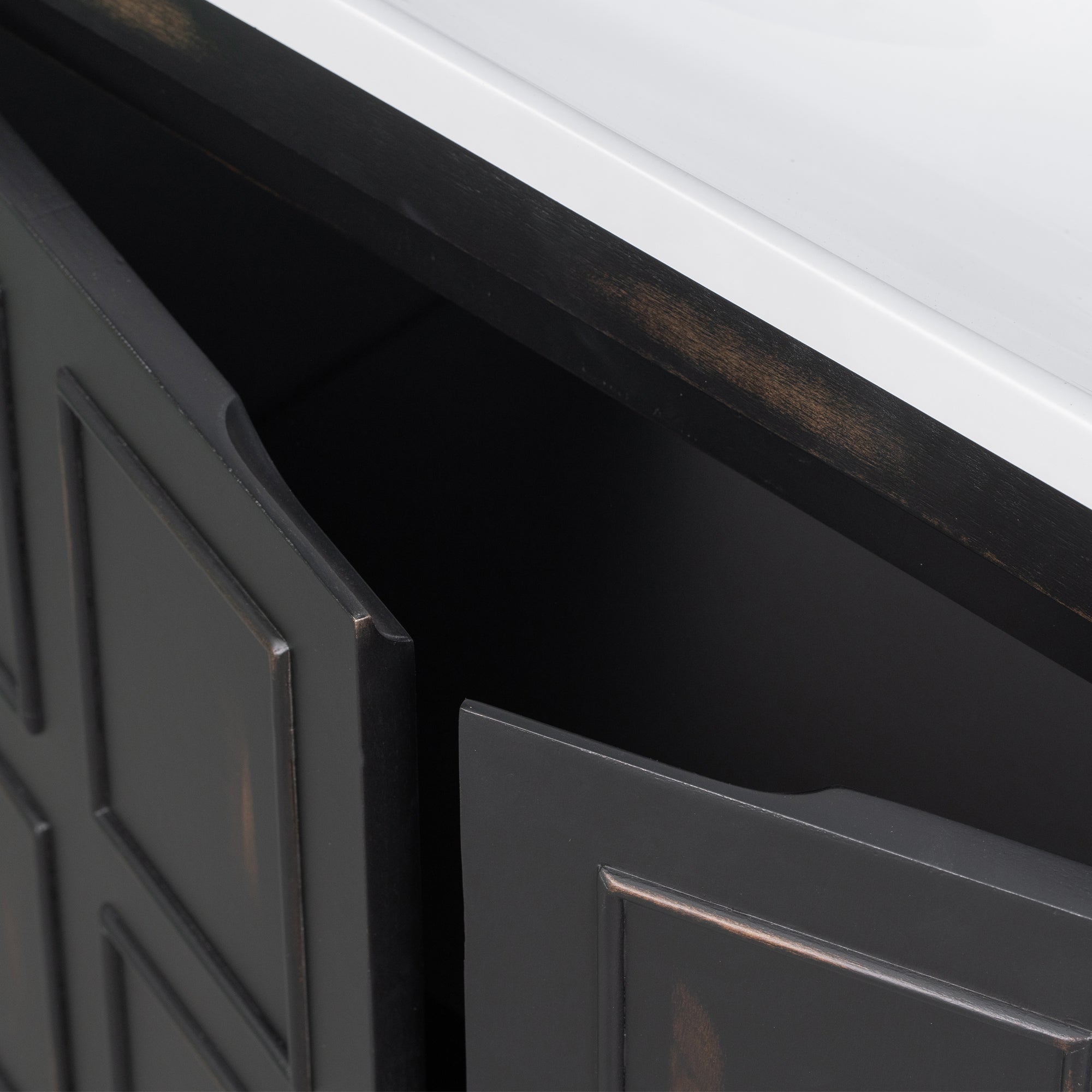36 inch Freestanding Bath Vanity in Black with White Resin Top