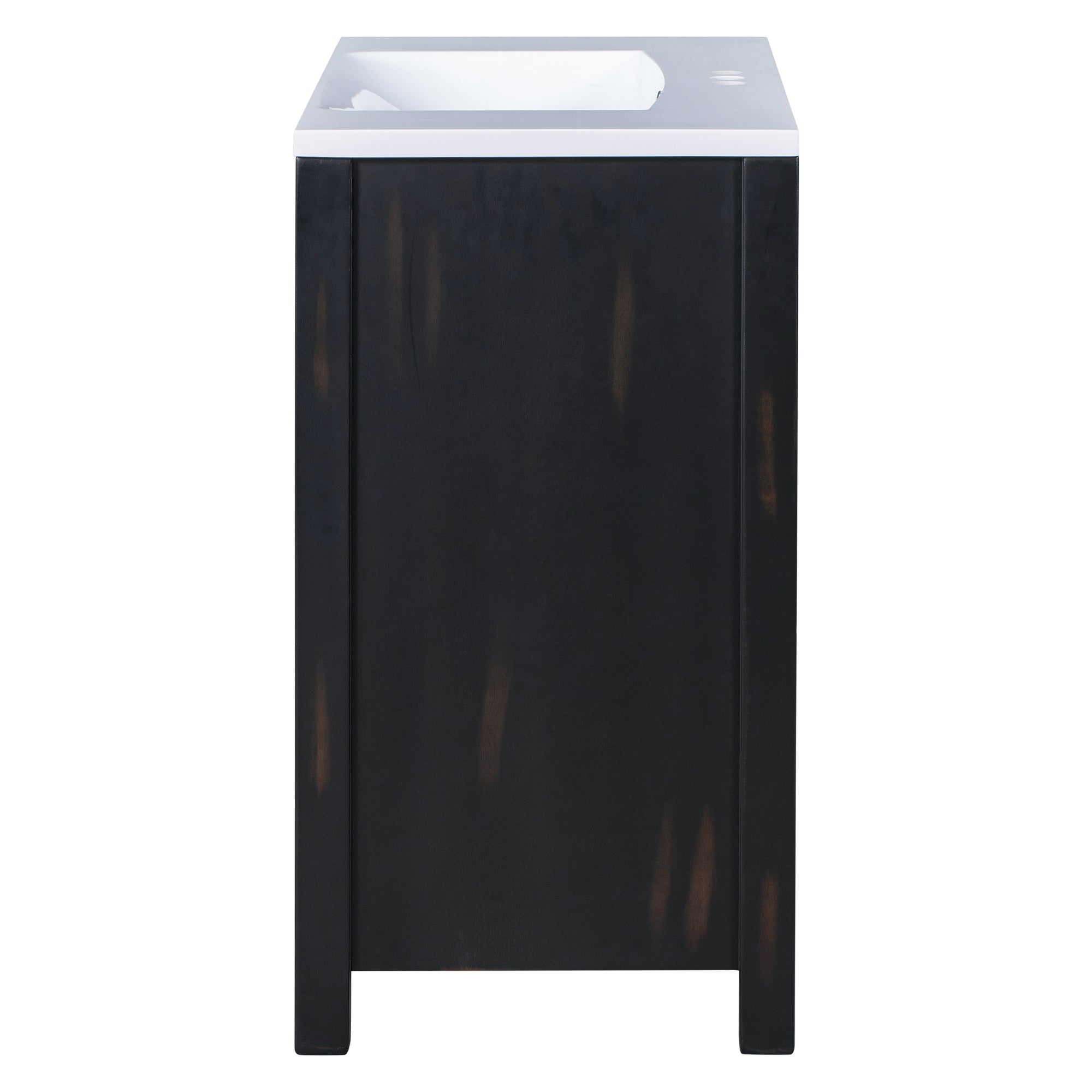 36 inch Freestanding Bath Vanity in Black with White Resin Top