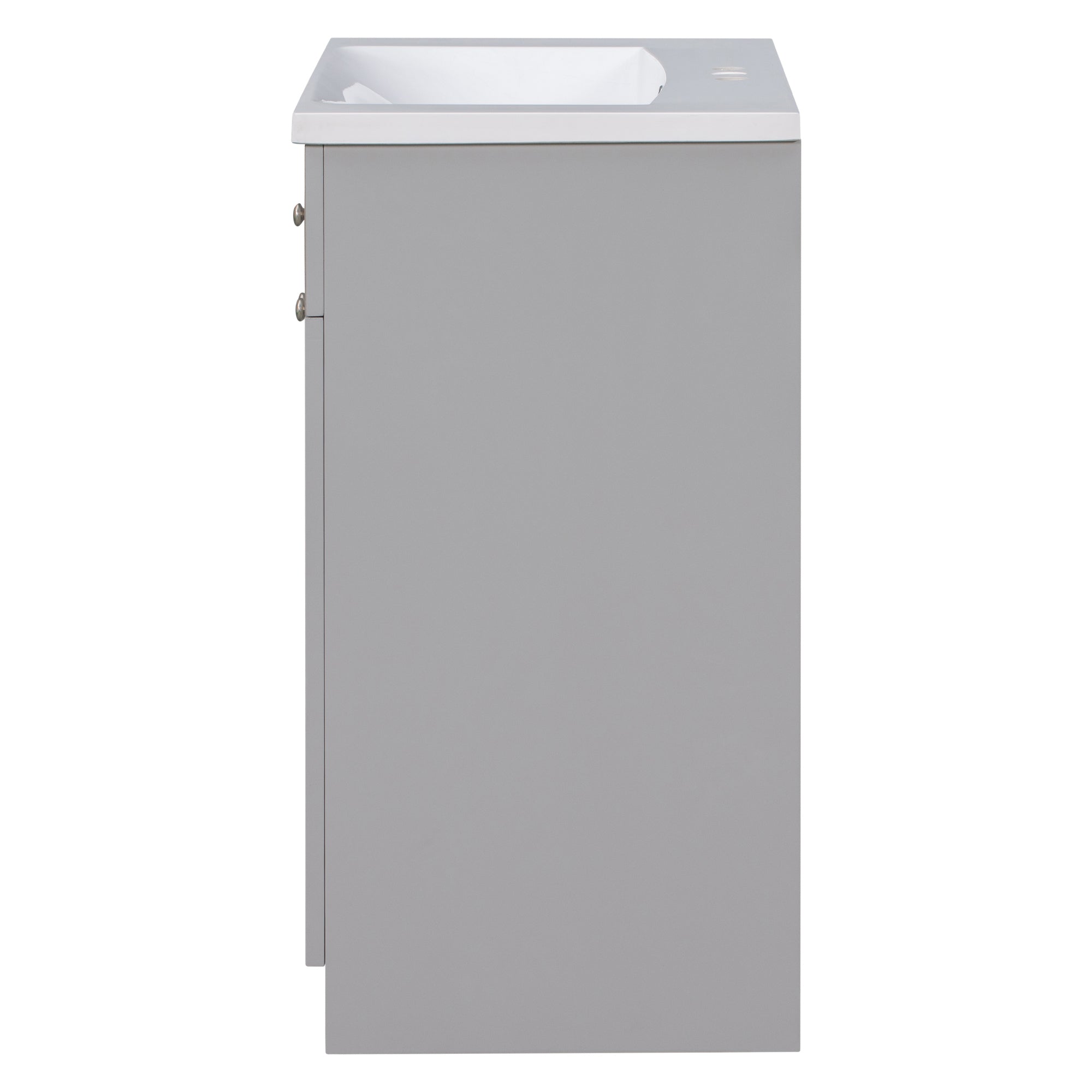 30 inch Freestanding Bath Vanity in Grey with White Resin Top